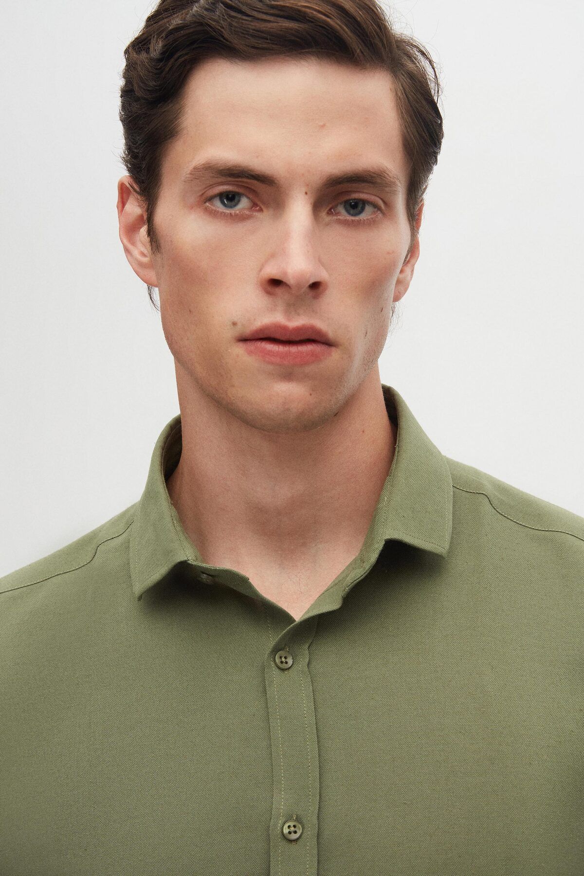 Twn-Slim Fit Khaki színű férfi ing 3