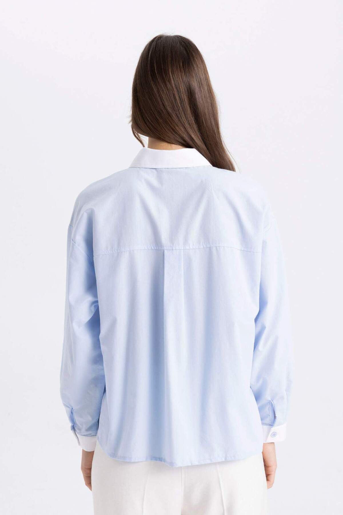 DeFacto-Relax Fit Popeline Langarm-Hijab-Hemd-Tunika mit Reißverschluss C7826AX24SM 6