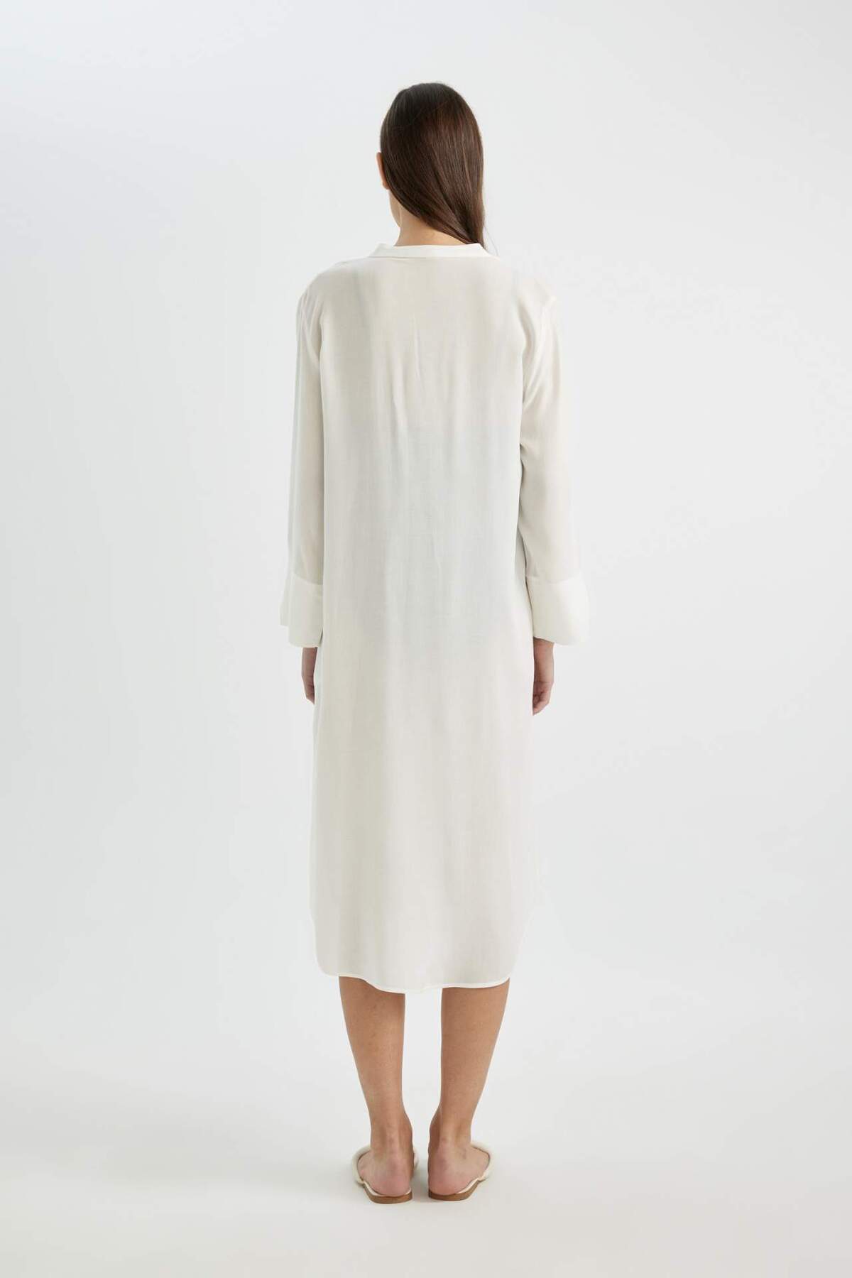 DeFacto-Bedrucktes Strandkleid mit normaler Passform – Fall in Love C2037AX24SM 5
