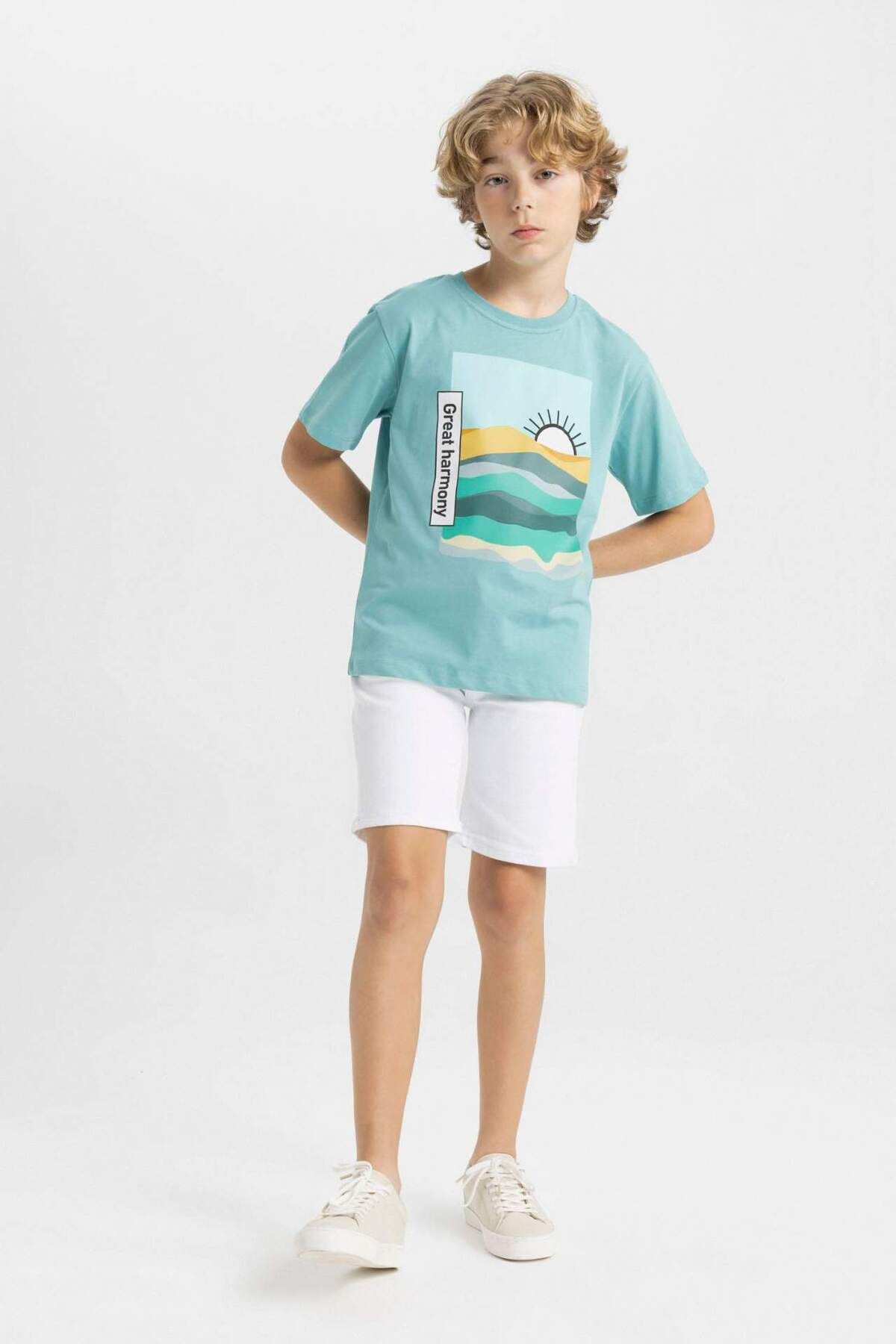 DeFacto-Weiße Basic-Jeansshorts für Jungen B5768a824sm 6