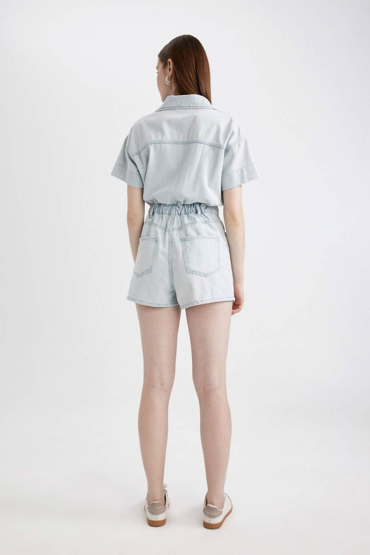 DeFacto-Mini Jean Jumpsuit s krátkým rukávem B7072AX24SP 4