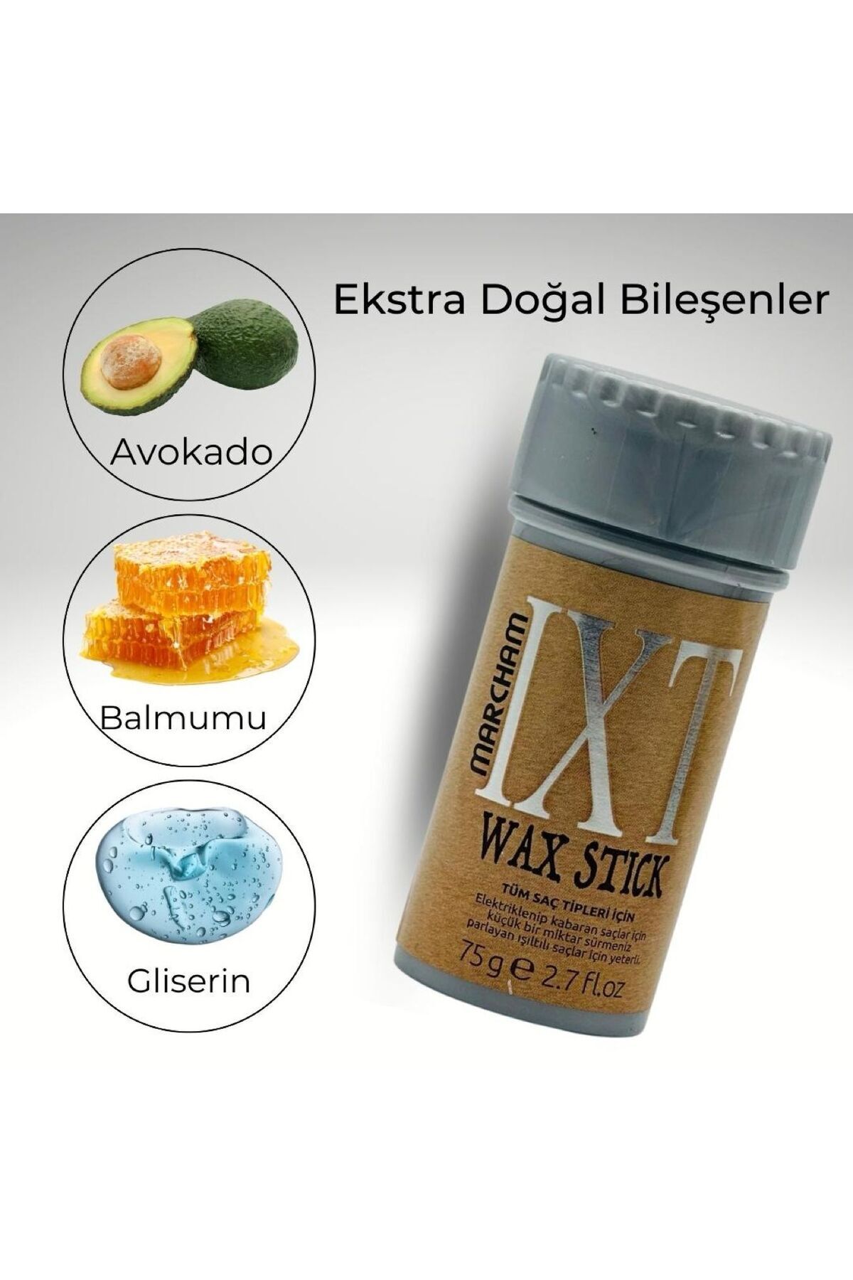 Hair Wax Stick 75gr - Saç Sabitleyici + Topuz Fırçası 2'li SET — MerWax426 — تصویر 2 از 3