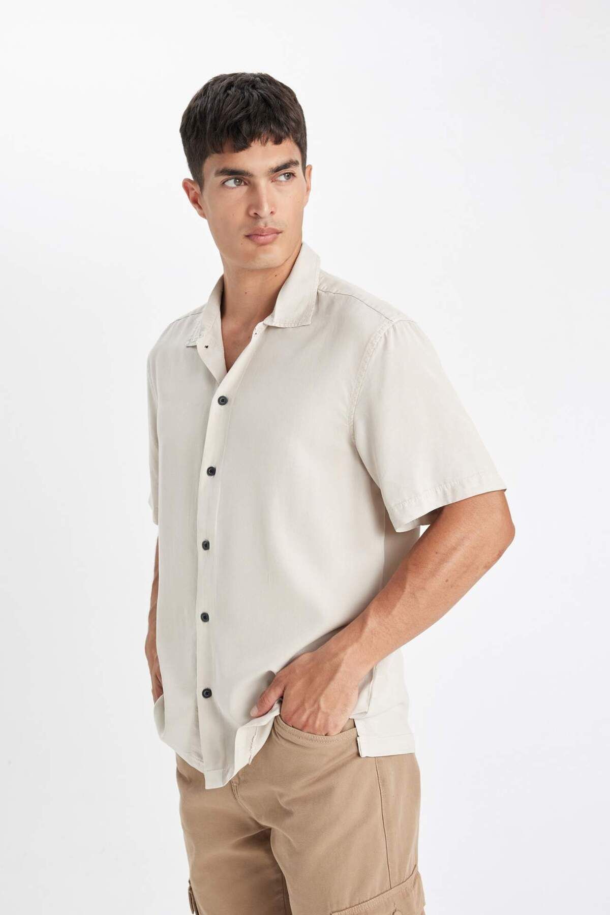 DeFacto-Relax Fit Letnia koszula polo z bawełny z krótkim rękawem C7394AX24SM 4