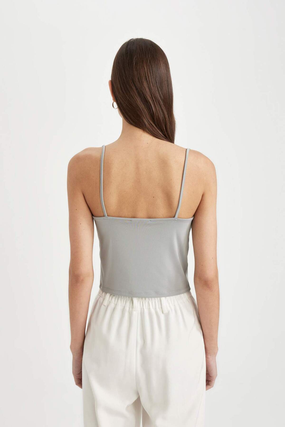 DeFacto-Basic Plain Undershirt with Fitted U-Neck Straps C5708Ax24Sp 6