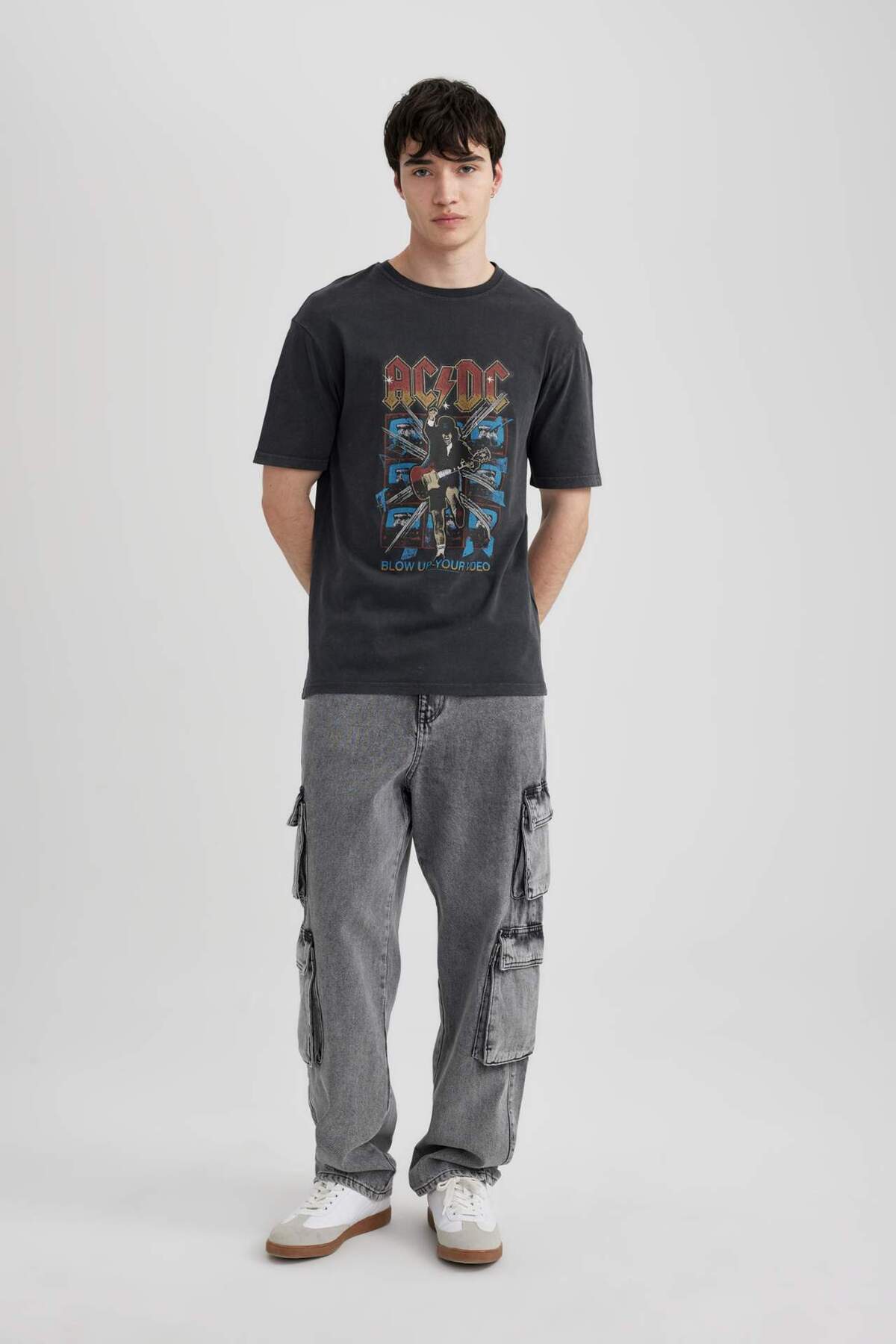 DeFacto-100% Cotton Ac/Dc Regular Fit Crew Neck Short Sleeve T-Shirt B8106Ax24Sp 2