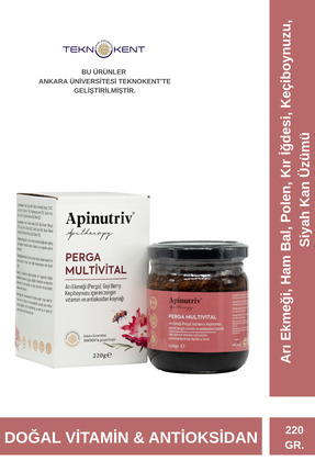 Apinutriv Perga Multivital Arı Ekmeği, Goji Berry, Kır İğdesi Içeren Doğal Vi...