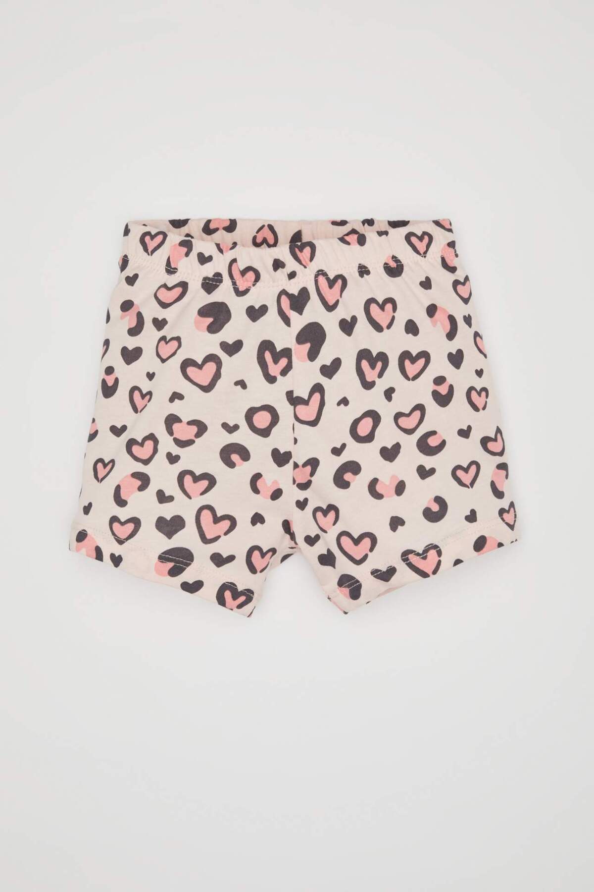 Defacto Kız Bebek Leopar Desenli Penye Kısa Kollu Şortlu Pijama Takımı C0911A524HS fotoğrafı 2 (önizleme)
