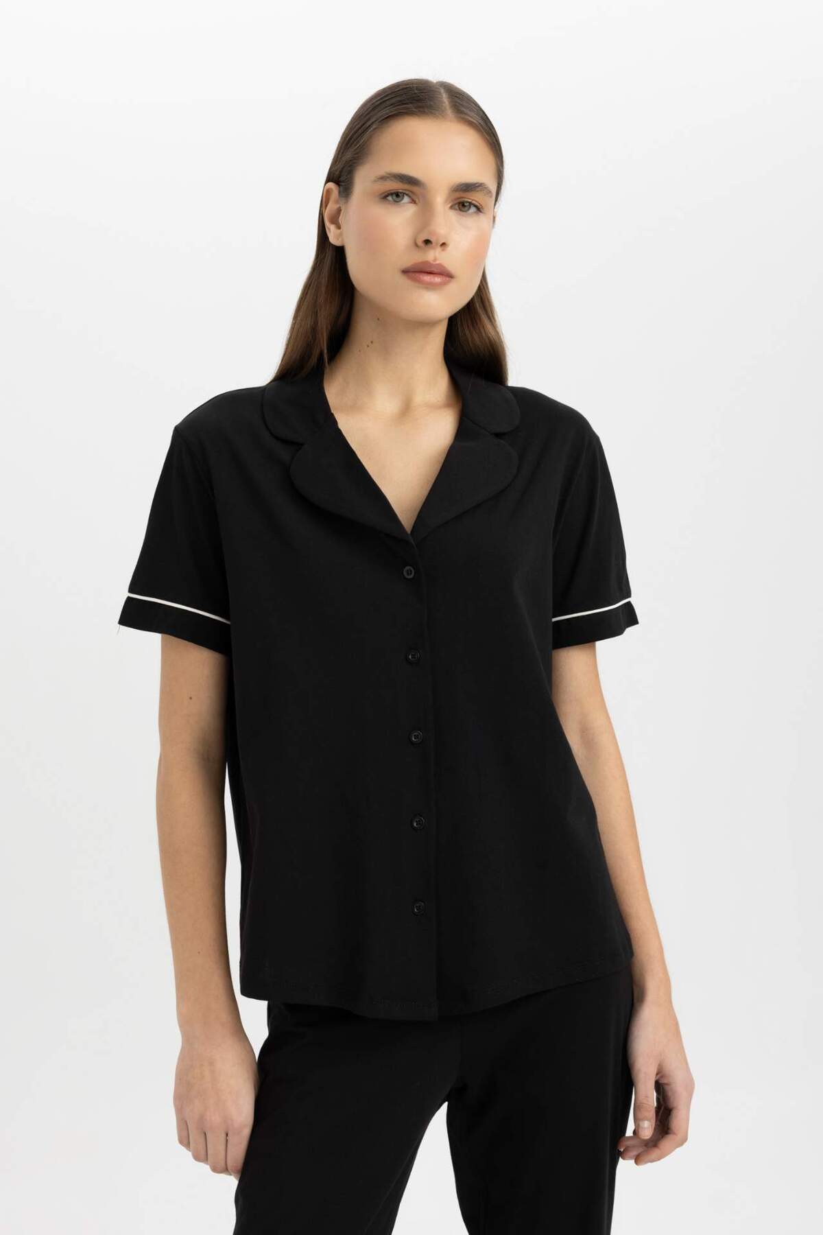 DeFacto-Pajama Sets Regular Fit Short Sleeve Top Long Bottom -Fall in Love D0917Ax24Sm 4