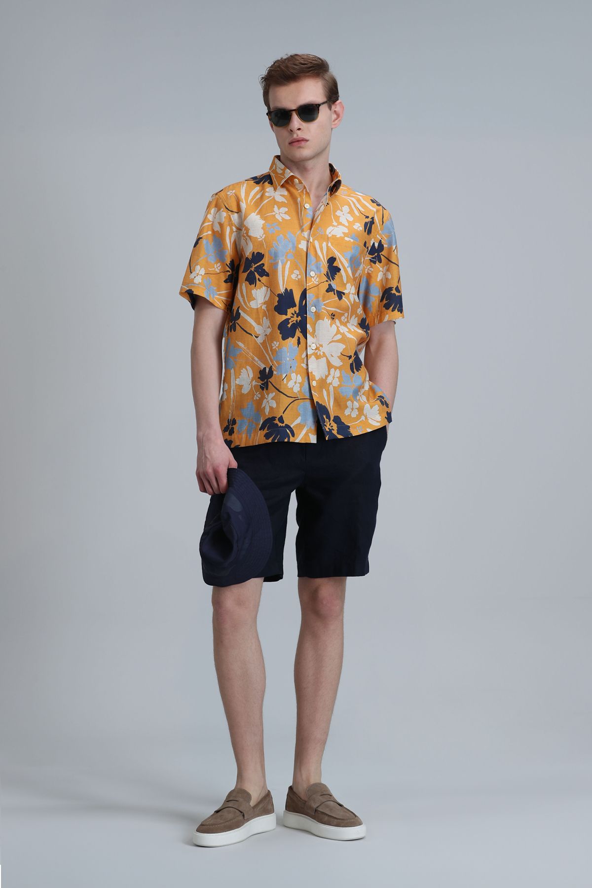 Lufian-Peler Sports Men's Slim Fit Navy Blue Chino Shorts 3