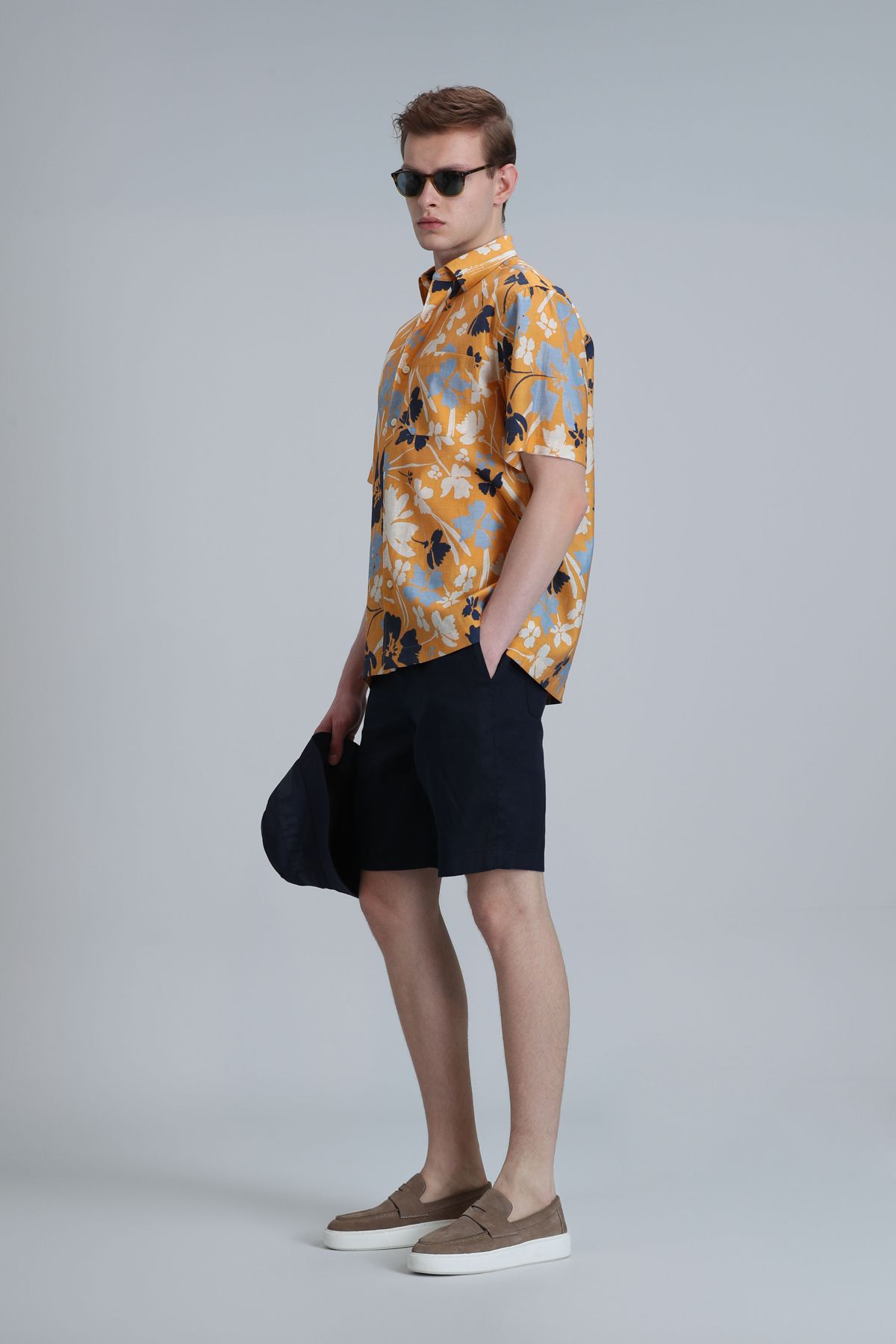 Lufian-Peler Sports Men's Slim Fit Navy Blue Chino Shorts 5