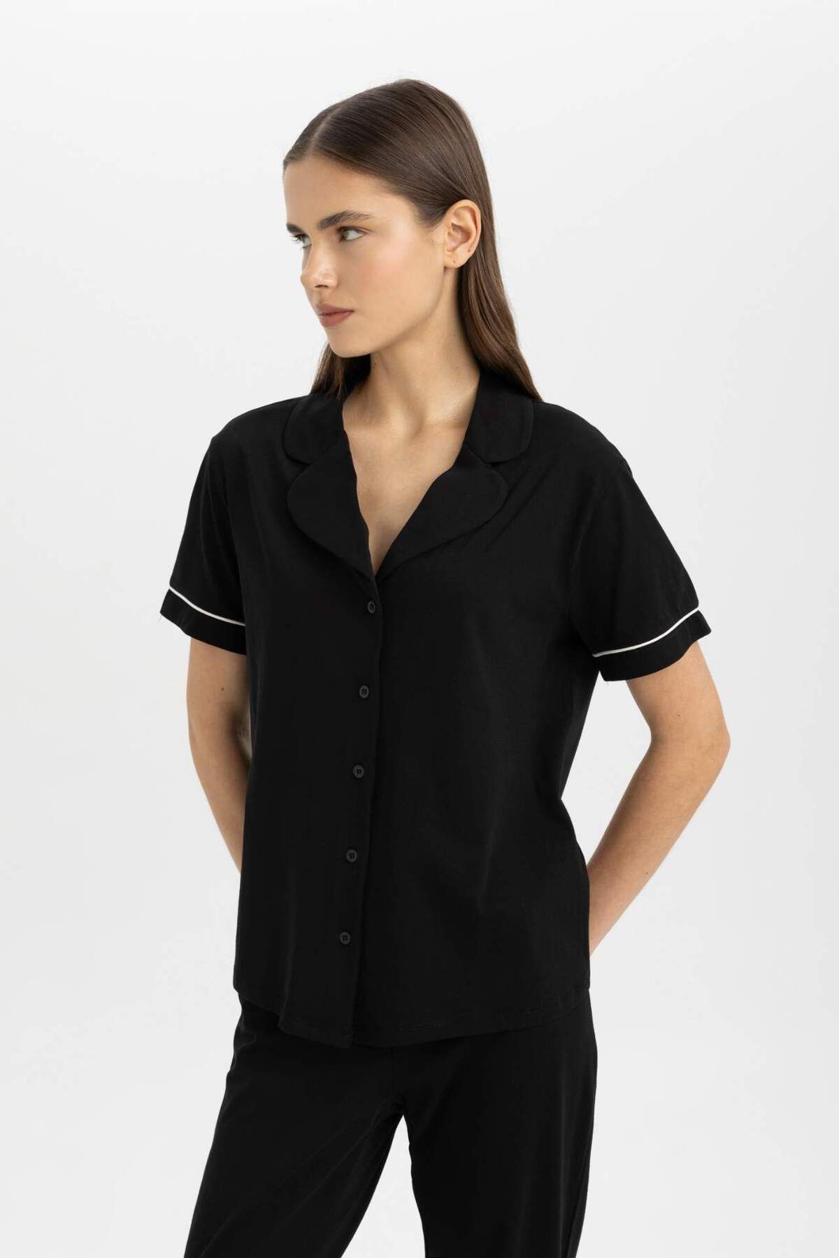 DeFacto-Pajama Sets Regular Fit Short Sleeve Top Long Bottom -Fall in Love D0917Ax24Sm 5