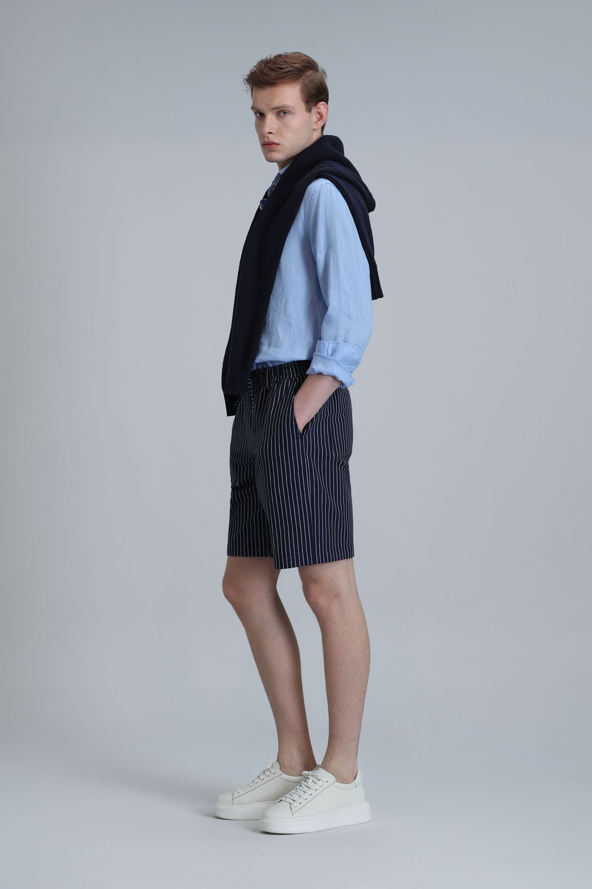 Lufian-Navy Blue Curtis Sports Men's Slim Fit Chino Shorts 4