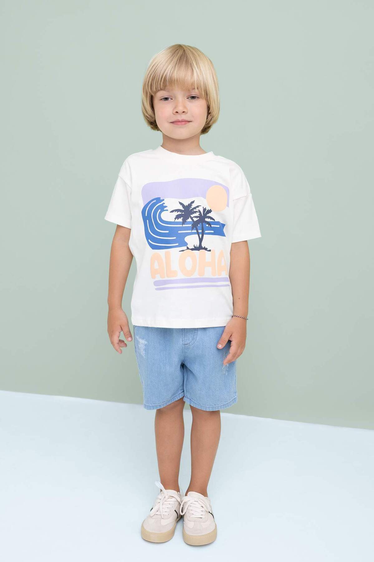 DeFacto-Džínové šortky s potiskem Baby Boy Label C2305A524SM 2
