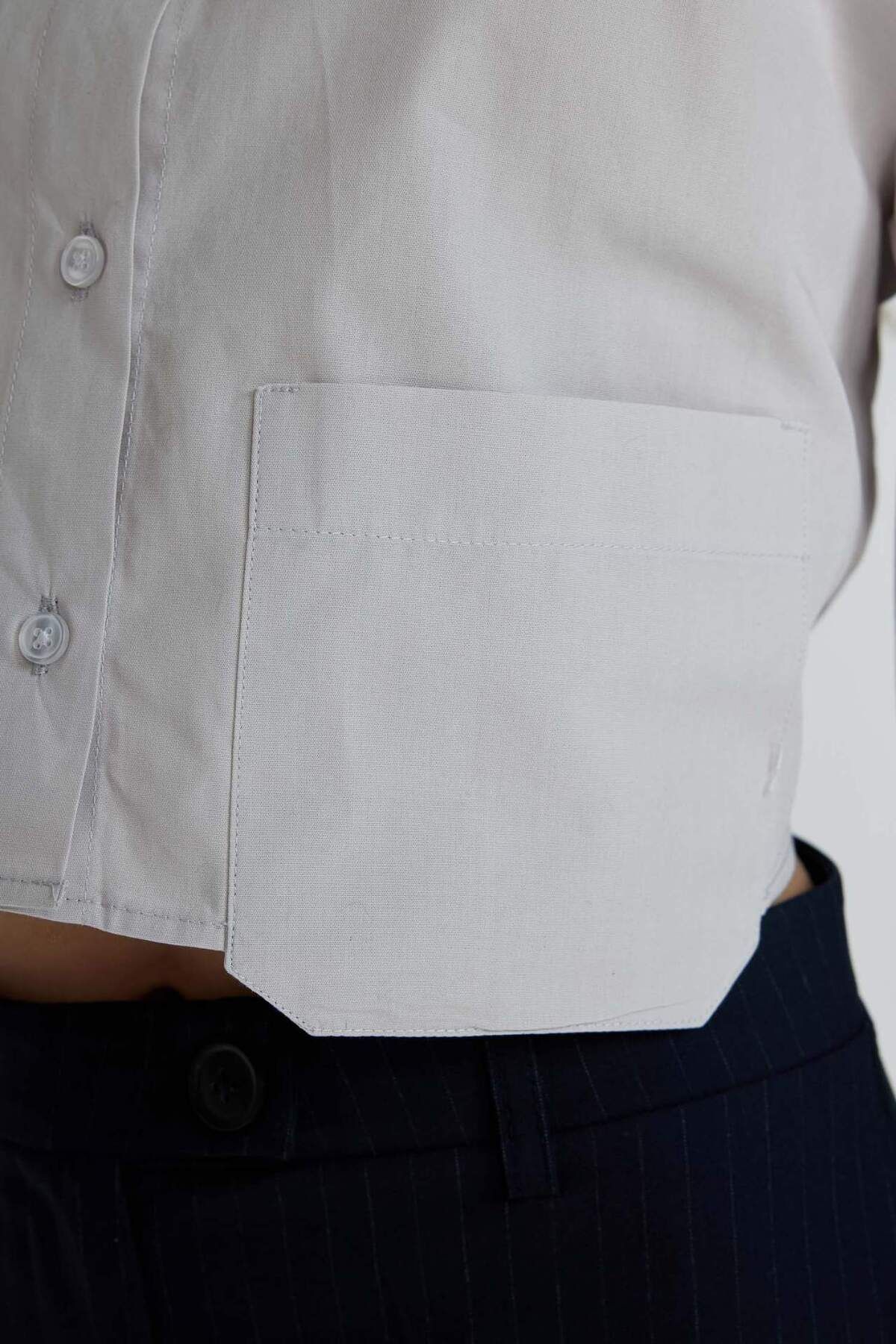 DeFacto-Oversize Wide Fit Crop Poplin hosszú ujjú ing C5026AX24SP 6