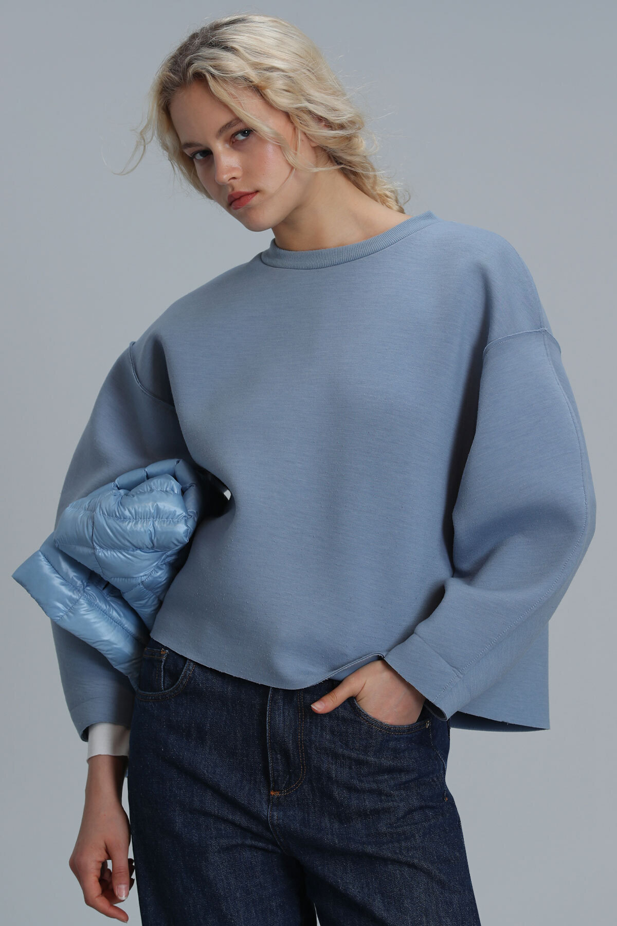 Lufian-Hanorac tricotat albastru - Selin Women 3