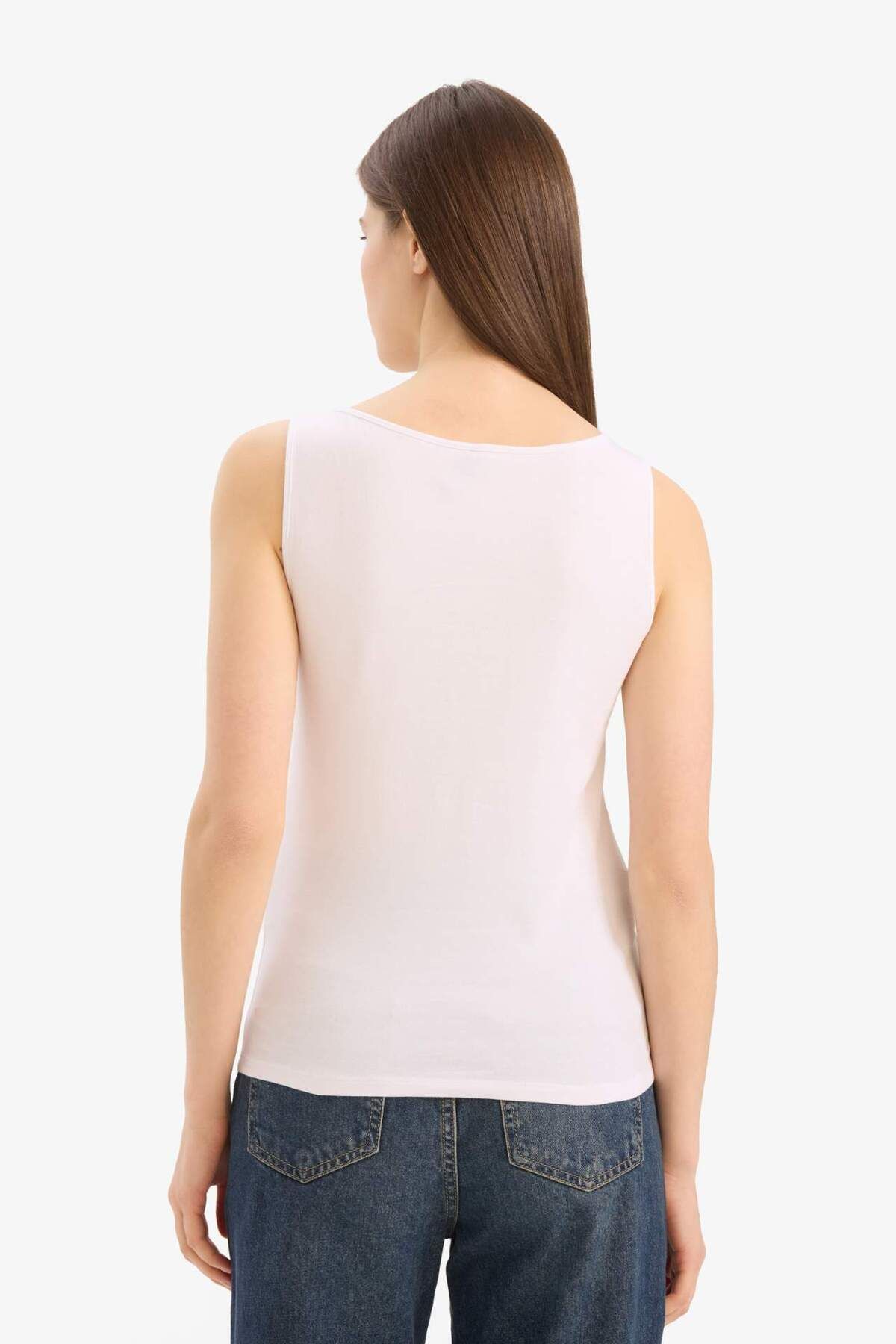 DeFacto-Slim Fit Slim Fit Guler în U Basic Solid Singlet I1059AZ24SM 6