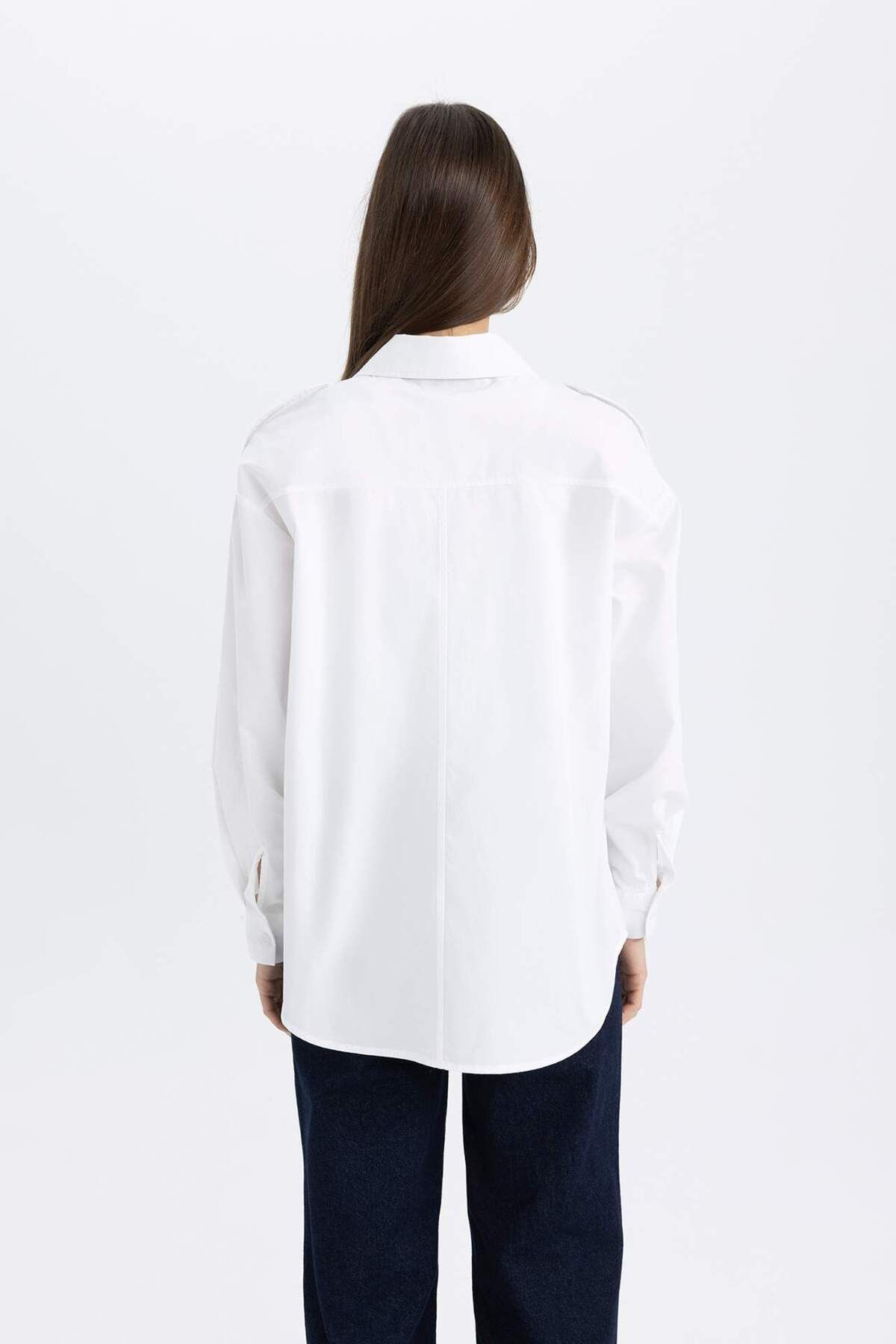 DeFacto-Relaxed Fit Popeline Langarm-Hijab-Bluse Tunika C2145AX24SP 6