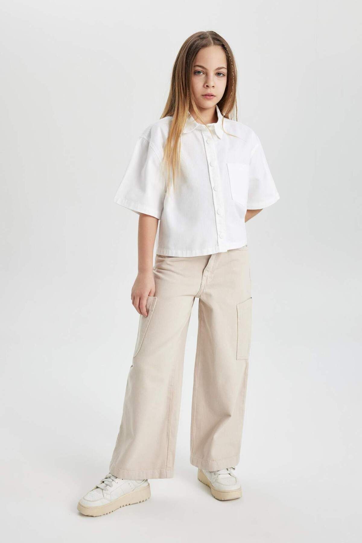 DeFacto-Mädchen-Jeanshose mit weitem Bein und weitem Bein C0451A824SP 4