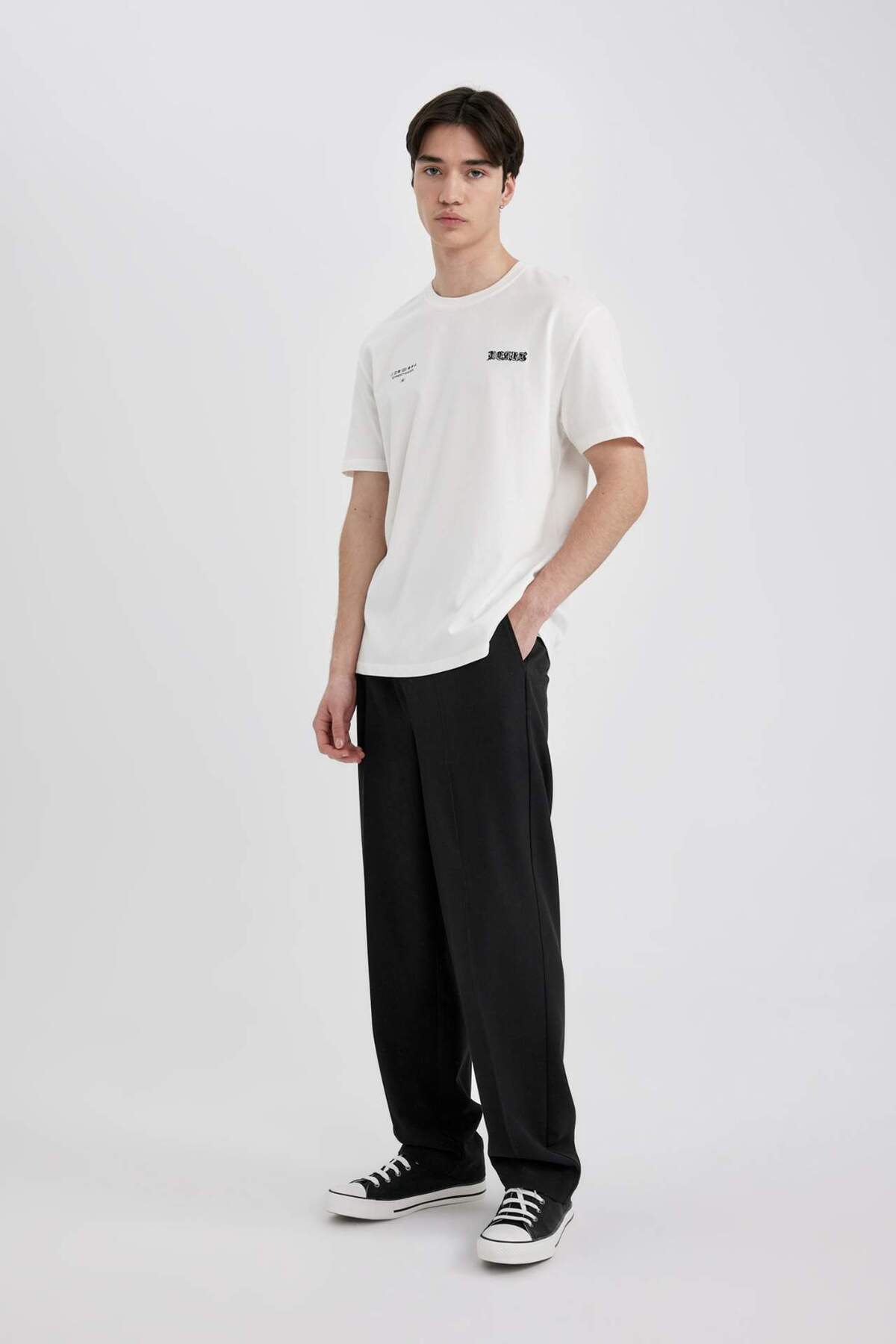 DeFacto-100% bavlna Regular Fit Crew Neck Tričko s krátkým rukávem s potiskem na zádech C3466AX24SP 6