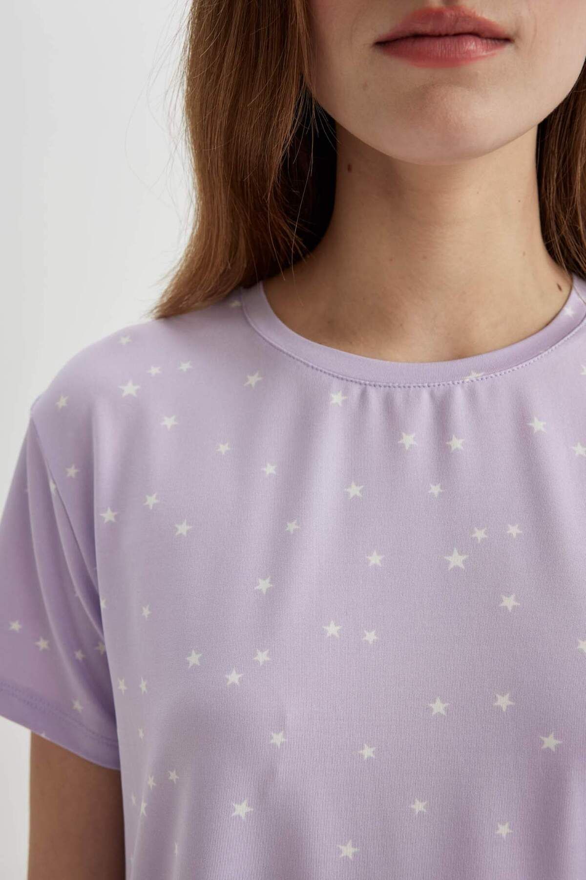 DeFacto-Fall in Love Regular Fit Short Sleeve Softshell Pajama Set B6184Ax24Sp 6