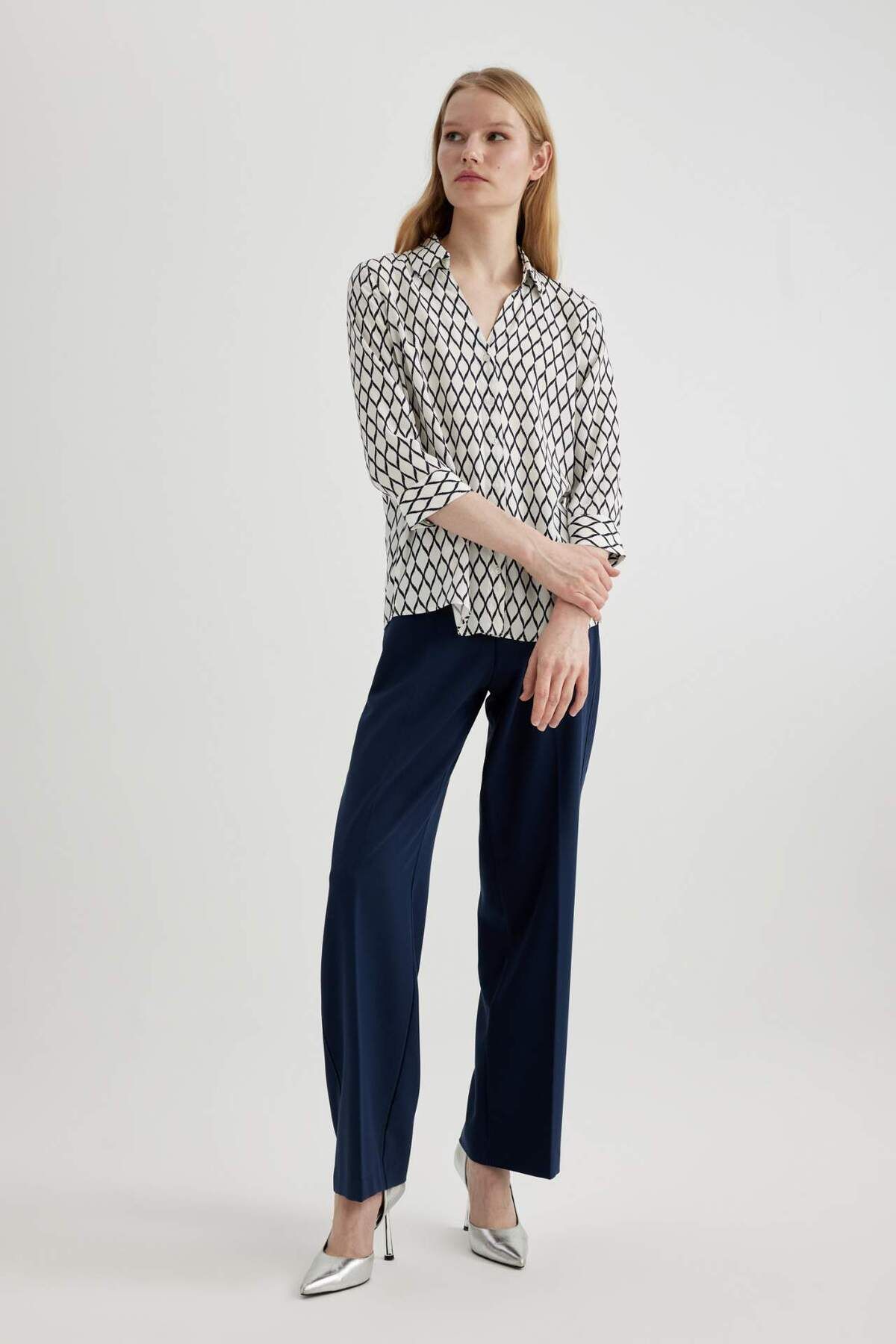 DeFacto-Regular Fit Long Sleeve Patterned Shirt K6402Az24Sp 2