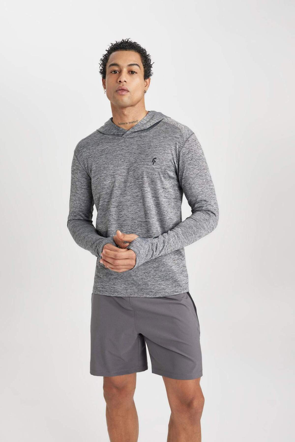 DeFacto-DeFactoFit Slim Fit Kapuzen-Sweatshirt B4592AX24SP 6