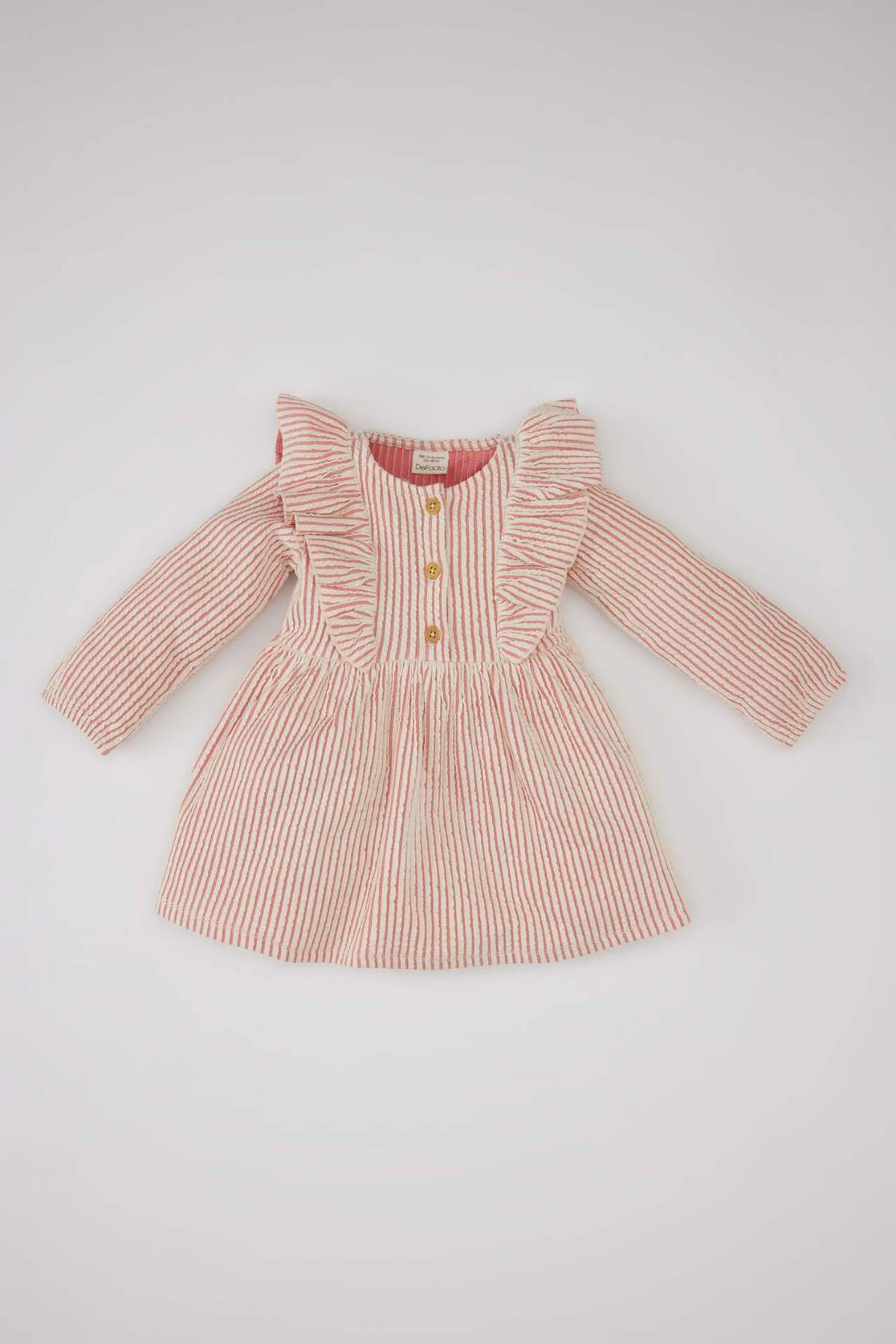 DeFacto-Baby Girl Striped Long Sleeve Dress B9491A524SP 1