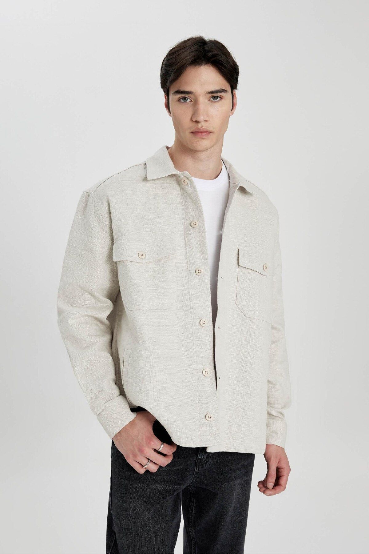 DeFacto-100 % Baumwolle Relax Fit Baumwolle Basic Plain Langarmshirt B3669AX24SP 5