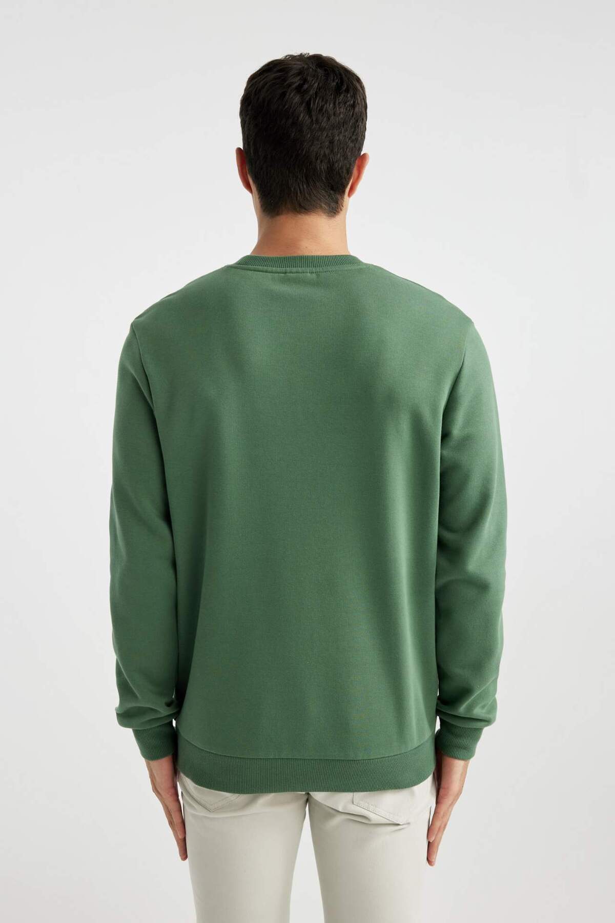 DeFacto-Regular Fit Crew Neck Χοντρό Basic Απλό Φούτερ T3777AZ24SP 5