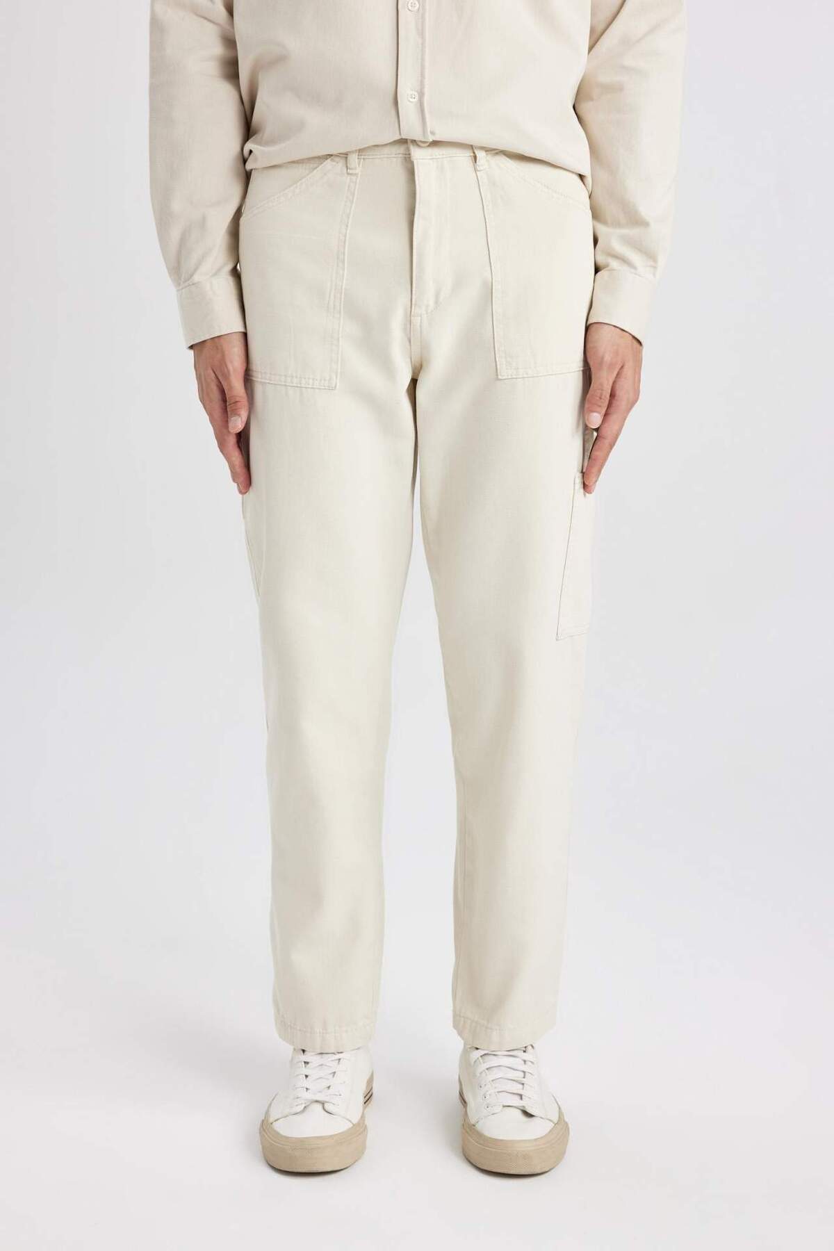 DeFacto-Summer Canvas Trousers Straight Fit Regular Fit B2156Ax24Sp 7