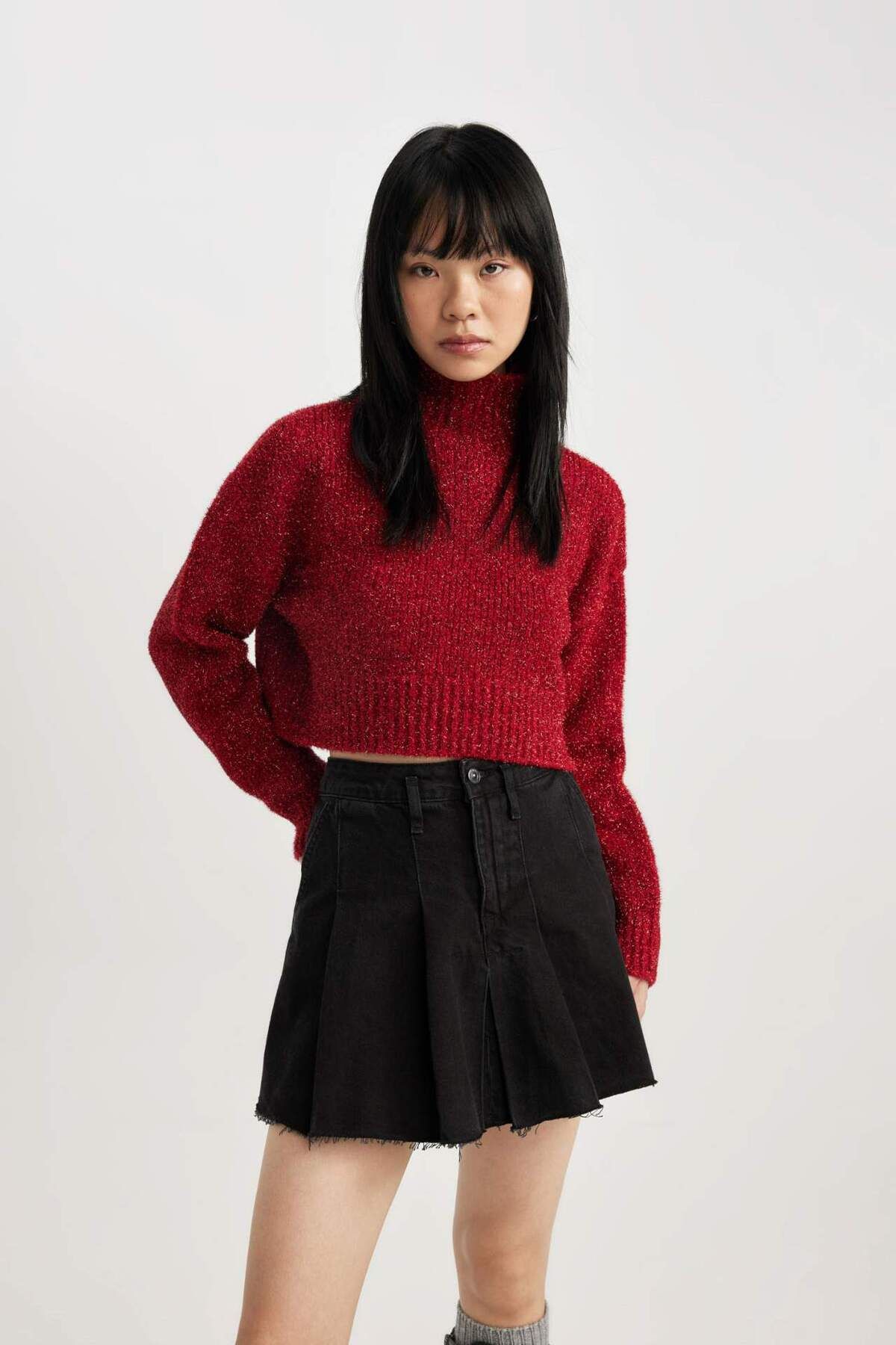 DeFacto-Coool Regular Fit Roter Rollkragenpullover M6774AZ23WN 3