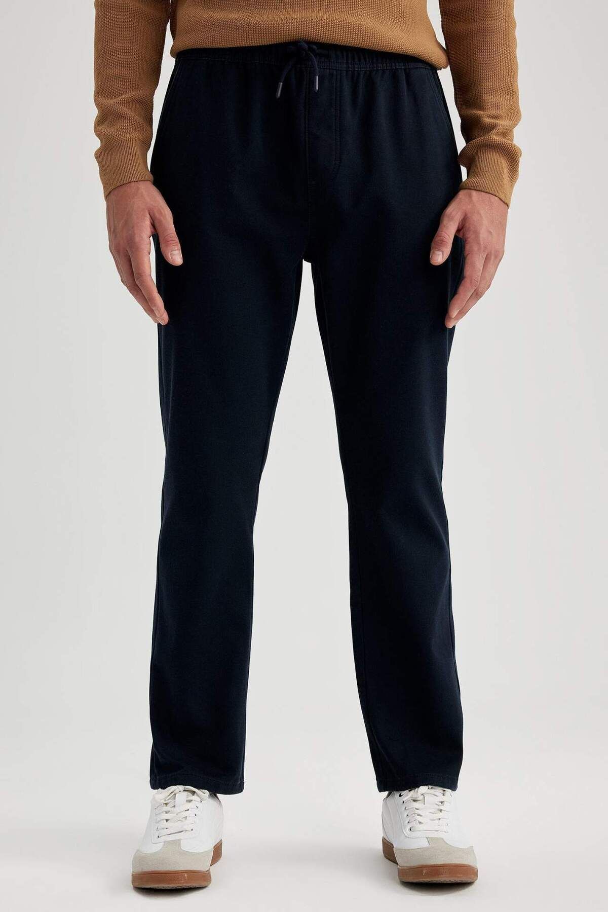 DeFacto-Fleece Jogger Pants Waist Lace-Up Elastic Pocket Straight Leg A8036Ax23Au 1