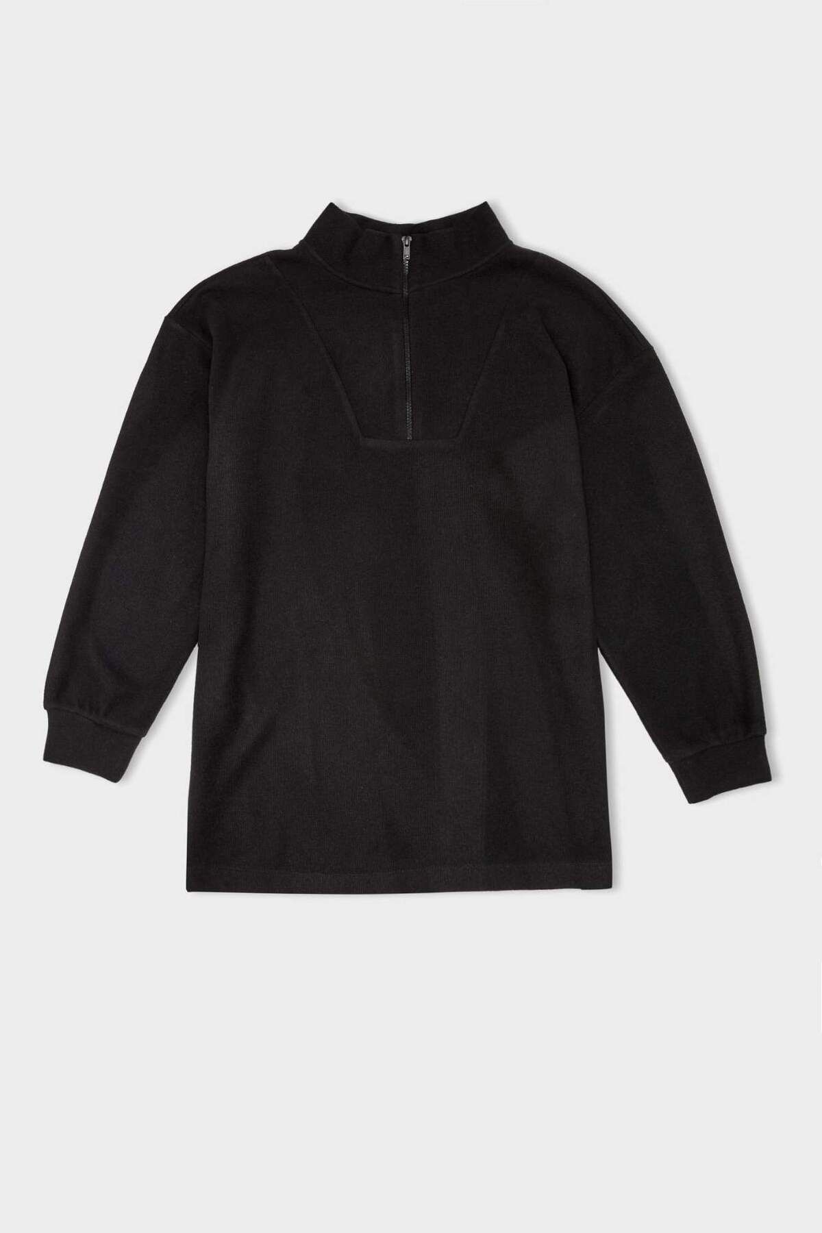 DeFacto-Regular Fit Half Zip Thessaloniki Fabric Long Sleeve Tunic B4306Ax23Cw 7