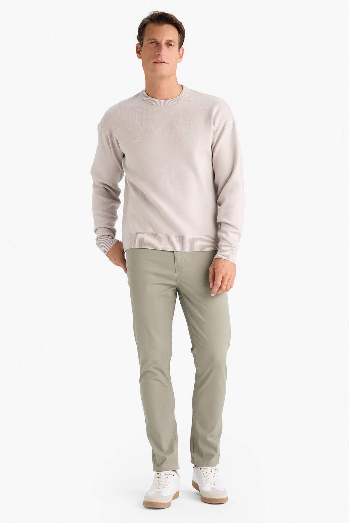 DeFacto-Relax Fit Crew Neck Basic Απλό Πλεκτό Πουλόβερ A8449AX23WN 6