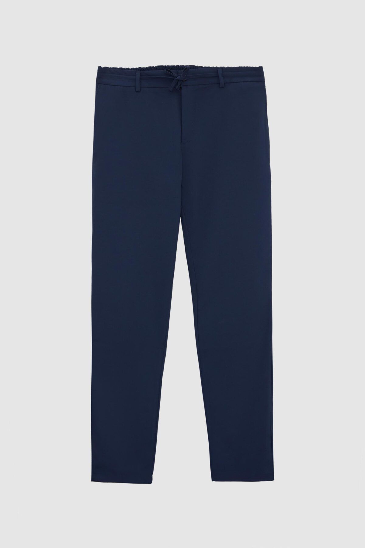 D'S Damat-Ds Damat Slim Fit Light Navy Blue Elastic Waist Drawstring Zippered Lycra Comfortable Jogger Pants 5