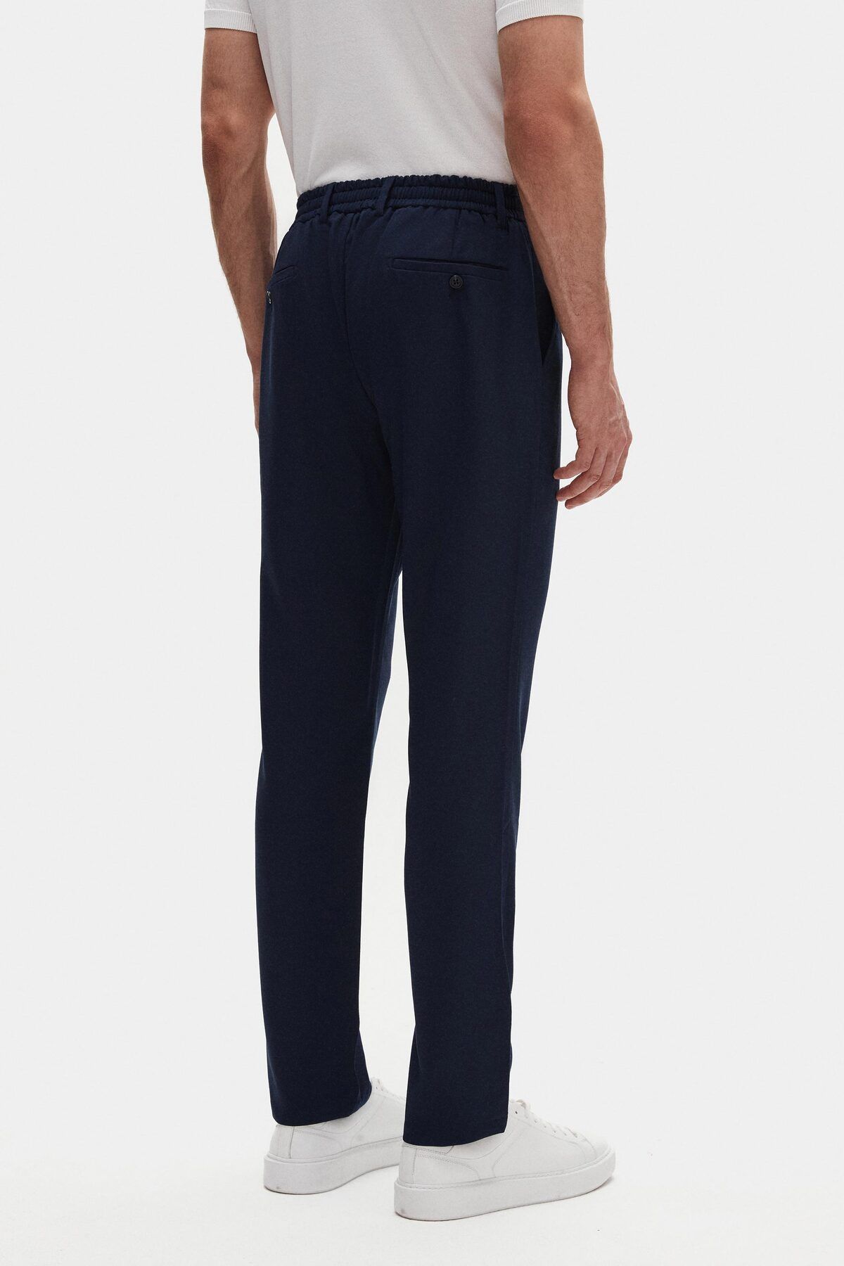 D'S Damat-Ds Damat Slim Fit Light Navy Blue Elastic Waist Drawstring Zippered Lycra Comfortable Jogger Pants 3