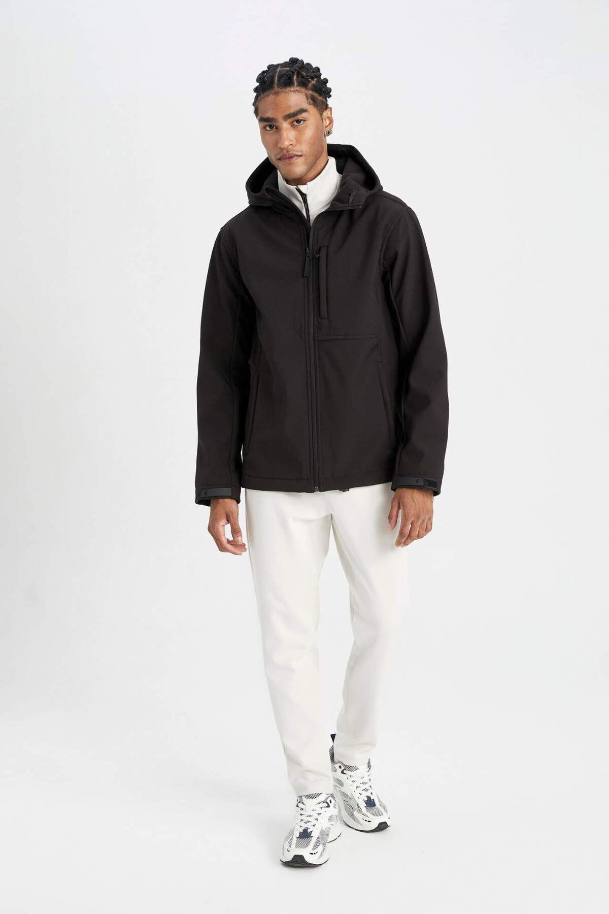 DeFacto-Defactofit Water Repellent Regular Fit Hooded Zippered Softshell Raincoat A2122Ax23Wn 2