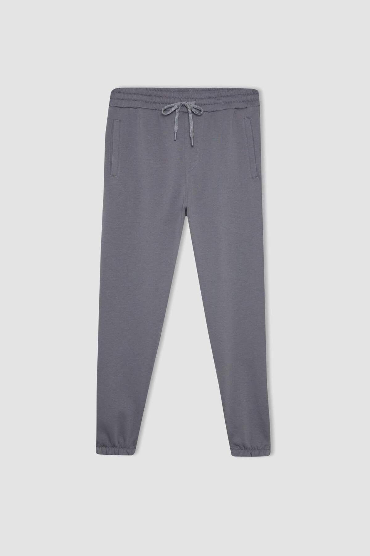 DeFacto-Pantaloni de sport Jogger Standard Fit Basic Solid Talie cu șireturi Ciorapi elastici cu buzunare A6468AX23AU 8