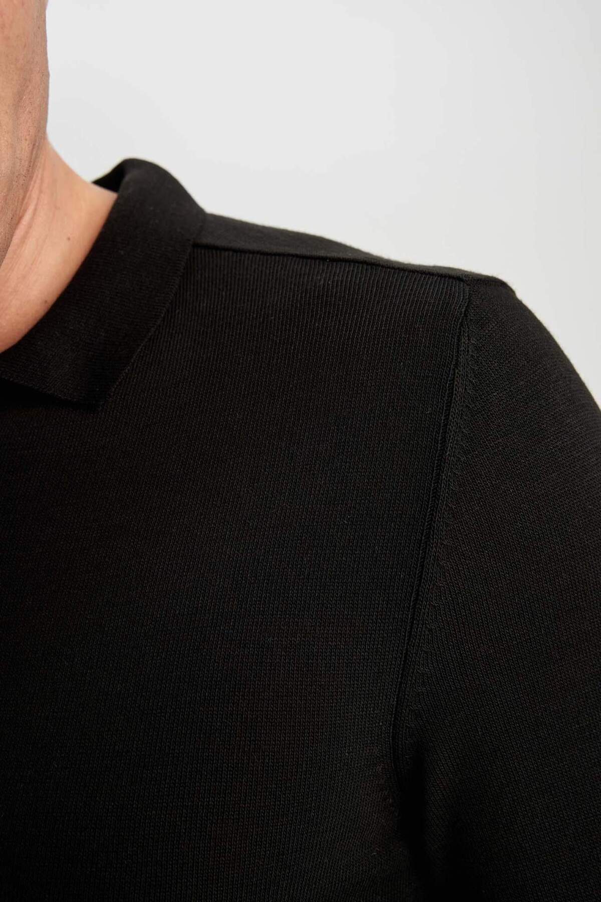 DeFacto-Slim Fit Dar Kesim Polo-Kragen Basic Düz Strickpullover Y0902AZ23AU 8