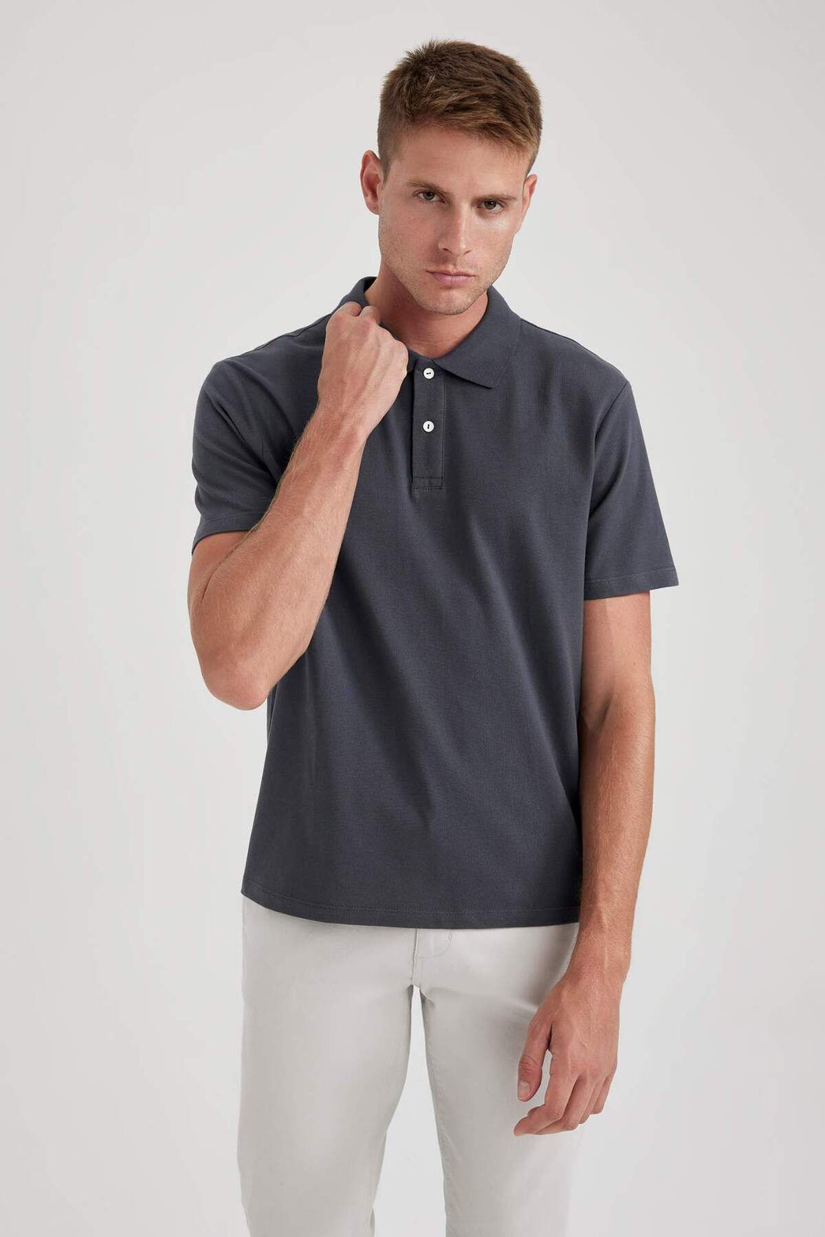DeFacto-100% bavlna Regular Fit Polo výstřih Tričko s krátkým rukávem B0643AXNS 5