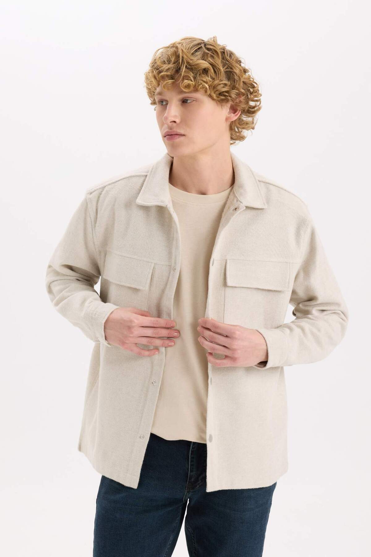 DeFacto-Relax Fit Lumberjack Basic Basic Langarmhemdjacke mit geraden Taschen A6876AX23AU 4