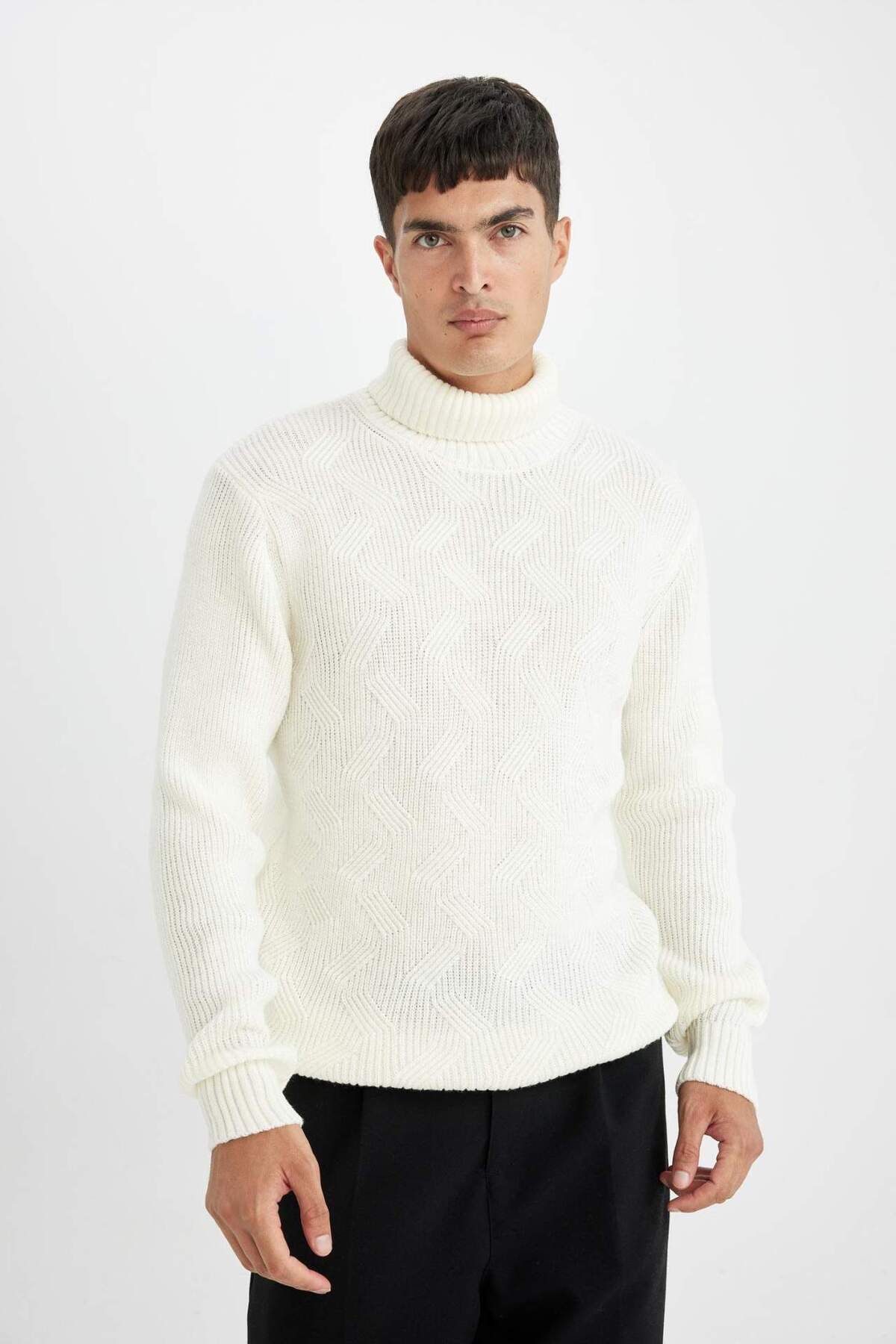 DeFacto-Standard Fit Regular Cut Half Turtleneck Basic Plain Knitwear Sweater A9517Ax23Wn 3