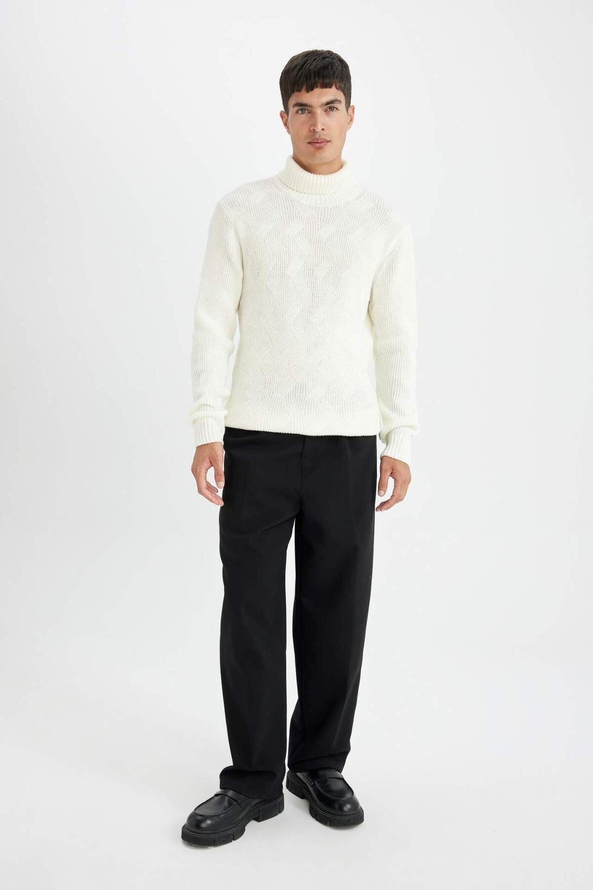 DeFacto-Standard Fit Regular Cut Half Turtleneck Basic Plain Knitwear Sweater A9517Ax23Wn 4