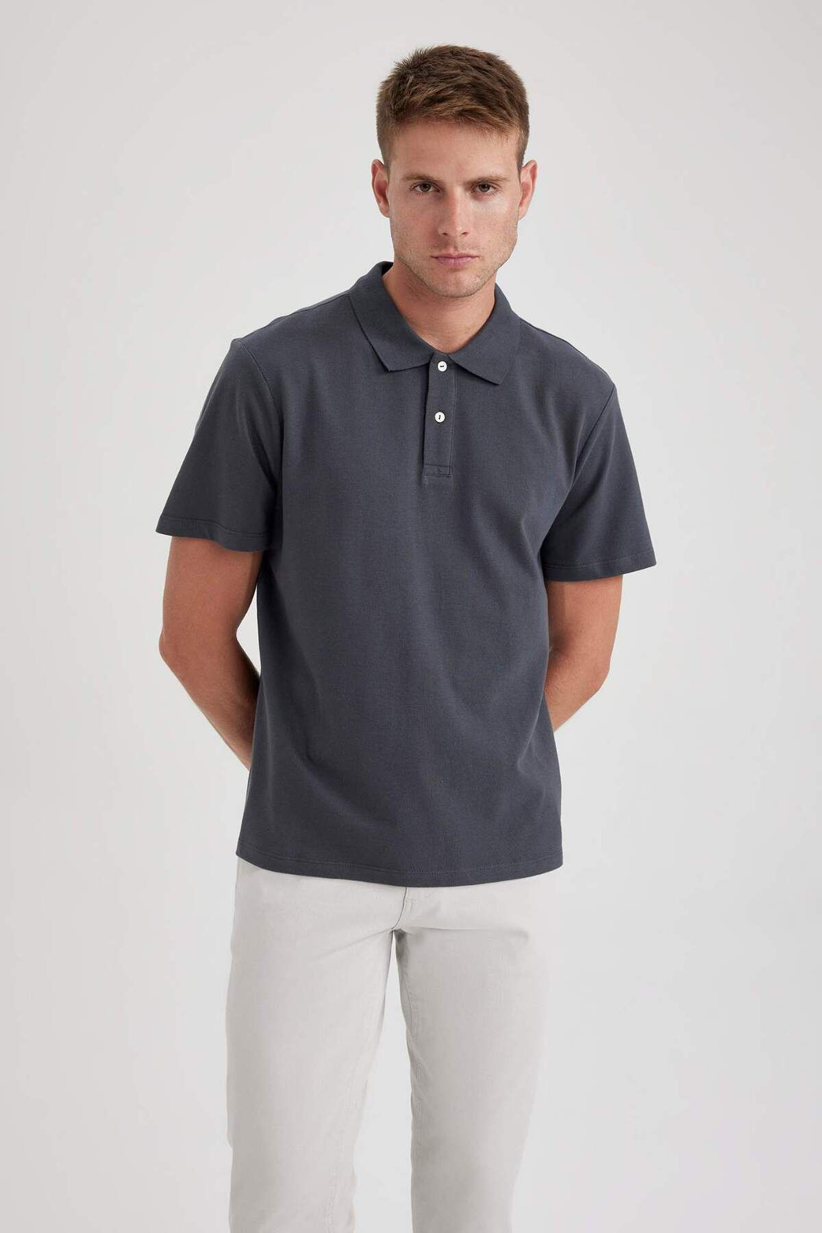 DeFacto-100% bavlna Regular Fit Polo výstřih Tričko s krátkým rukávem B0643AXNS 3