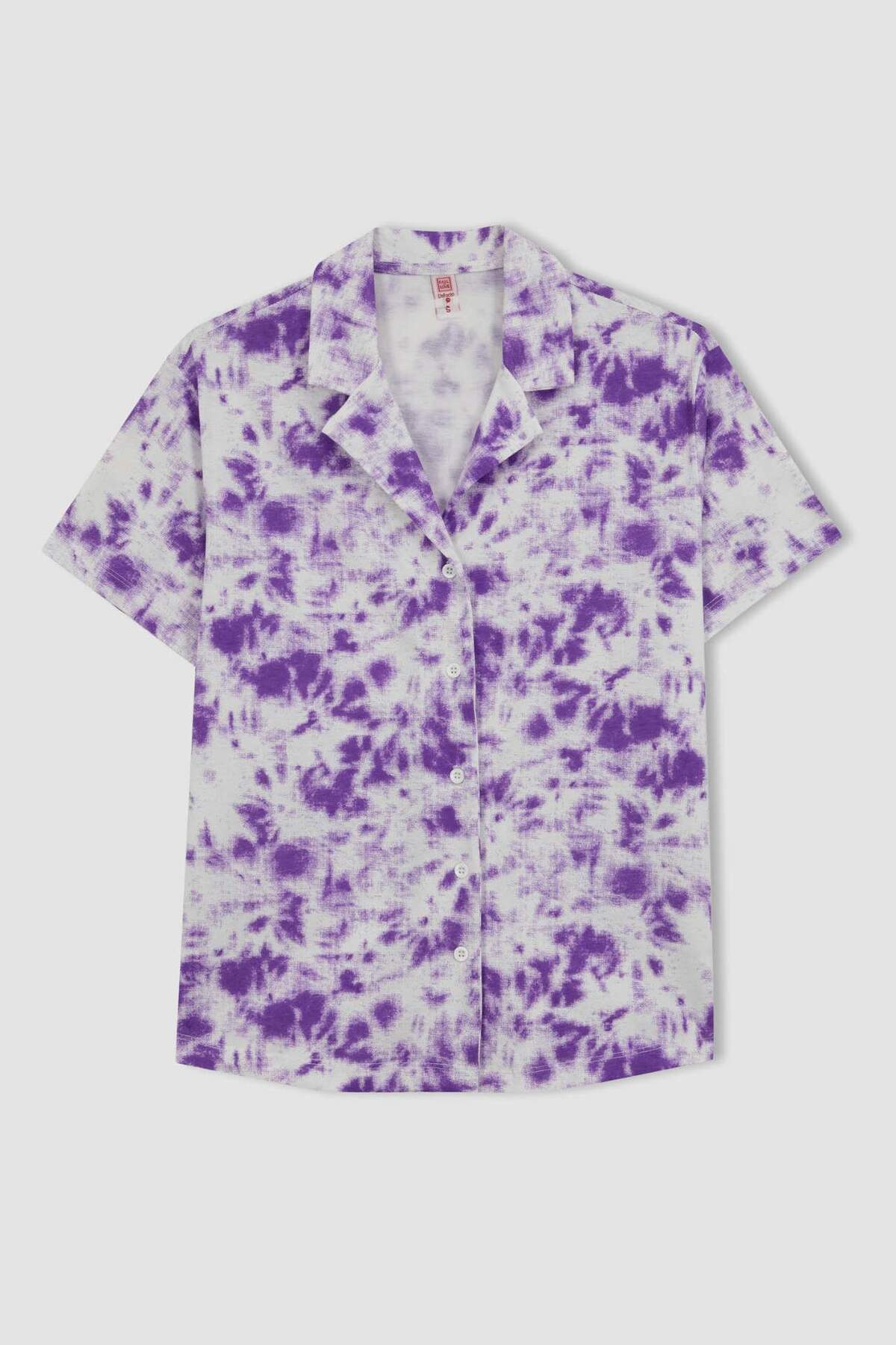 DeFacto-Regular Fit Tie Dye Vzorovaný Krátký rukáv 100% Bavlna Pyžamo Top-Fall in Love A8436AX23HS 7