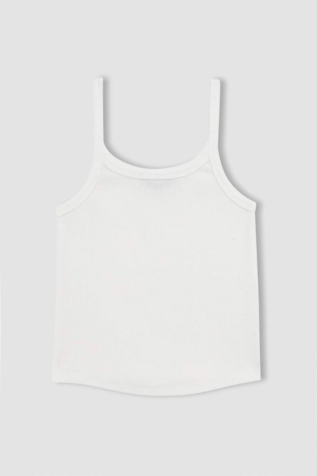 DeFacto-Coool Fitted Ribbed Camisole White Strap Basic Undershirt B1659Ax23Hs 7