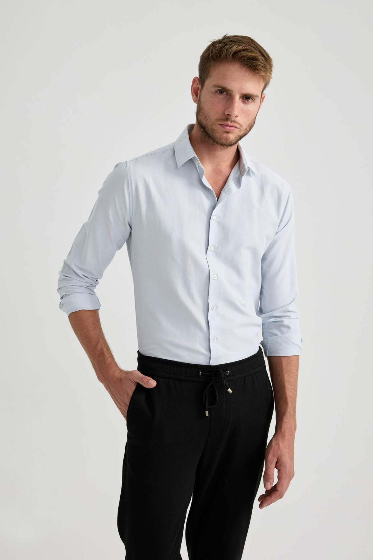 DeFacto-Cămașă din bumbac cu mânecă lungă din popelin slim fit R4340az23sp 3