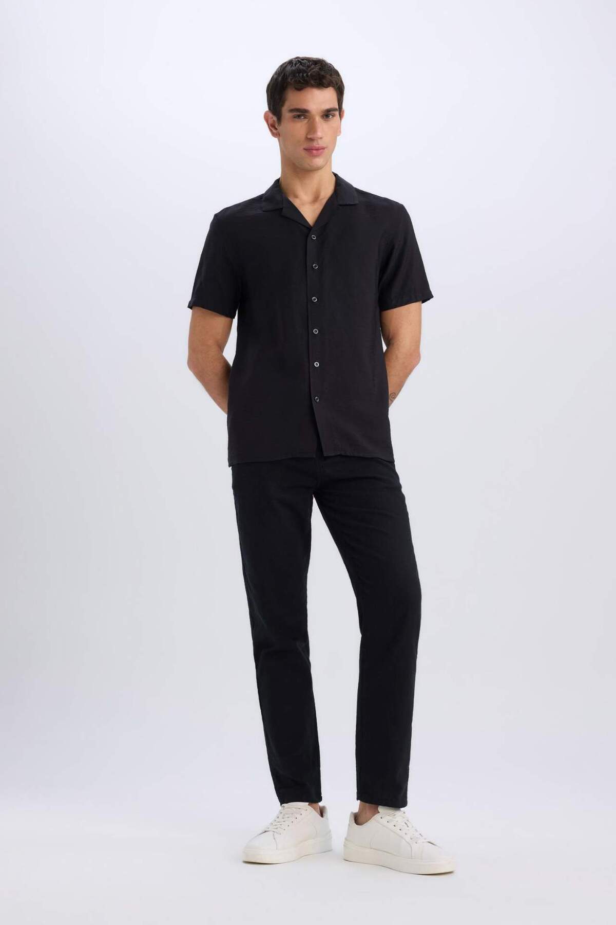 DeFacto-Modern Fit rövid ujjú viszkóz ing V8406AZ22SM 2
