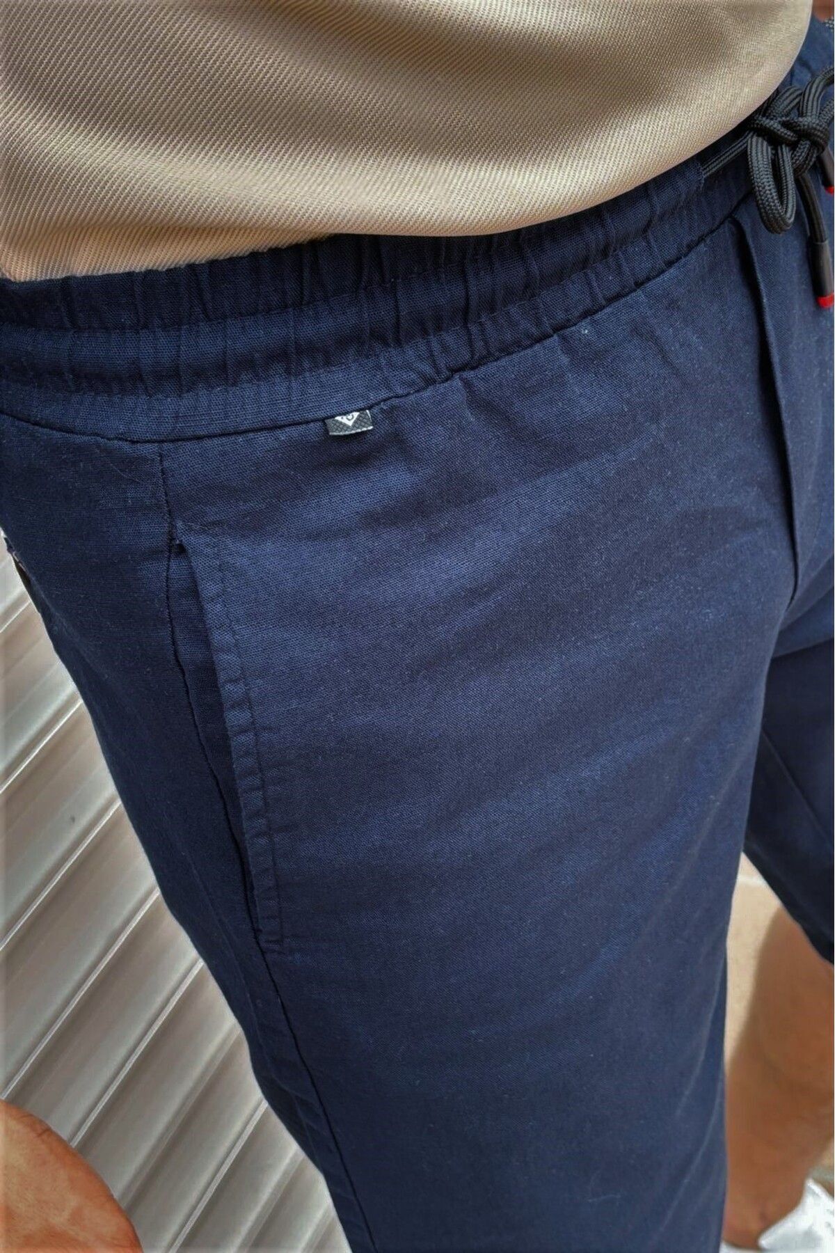 inpool  Bel lastikli-bağcıklı, Regular Fit, Yazlık, Old Money Culture, Keten (linen), Dokuma şort - Görsel 4