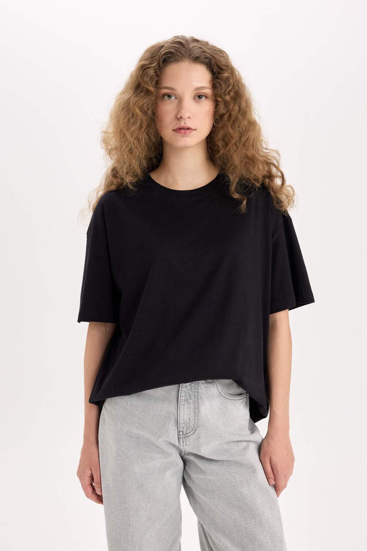 DeFacto-Oversize Fit κοντομάνικο Basic 100% βαμβακερό μπλουζάκι V4136AZ22SP 3